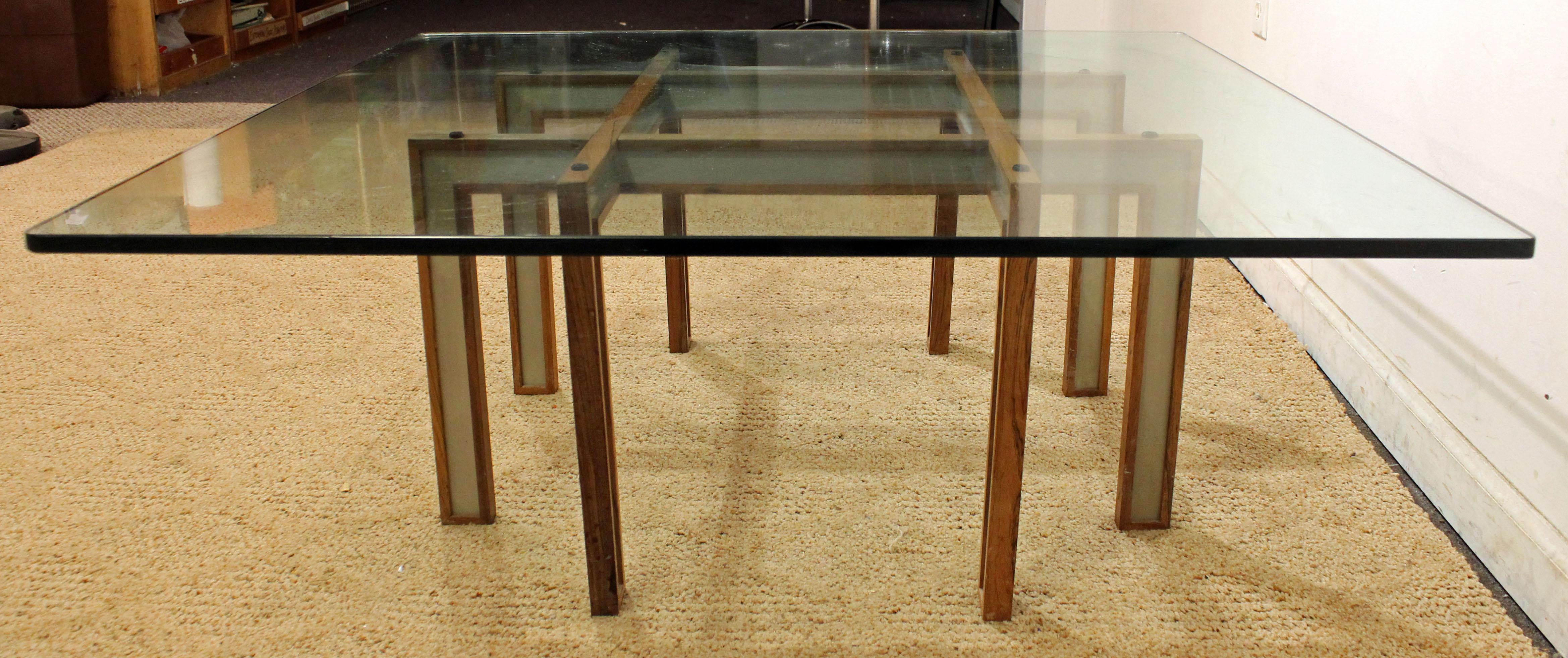 Mid-Century Modern Paul Evans Style Glass Top Coffee Table In Good Condition In Wilmington, DE