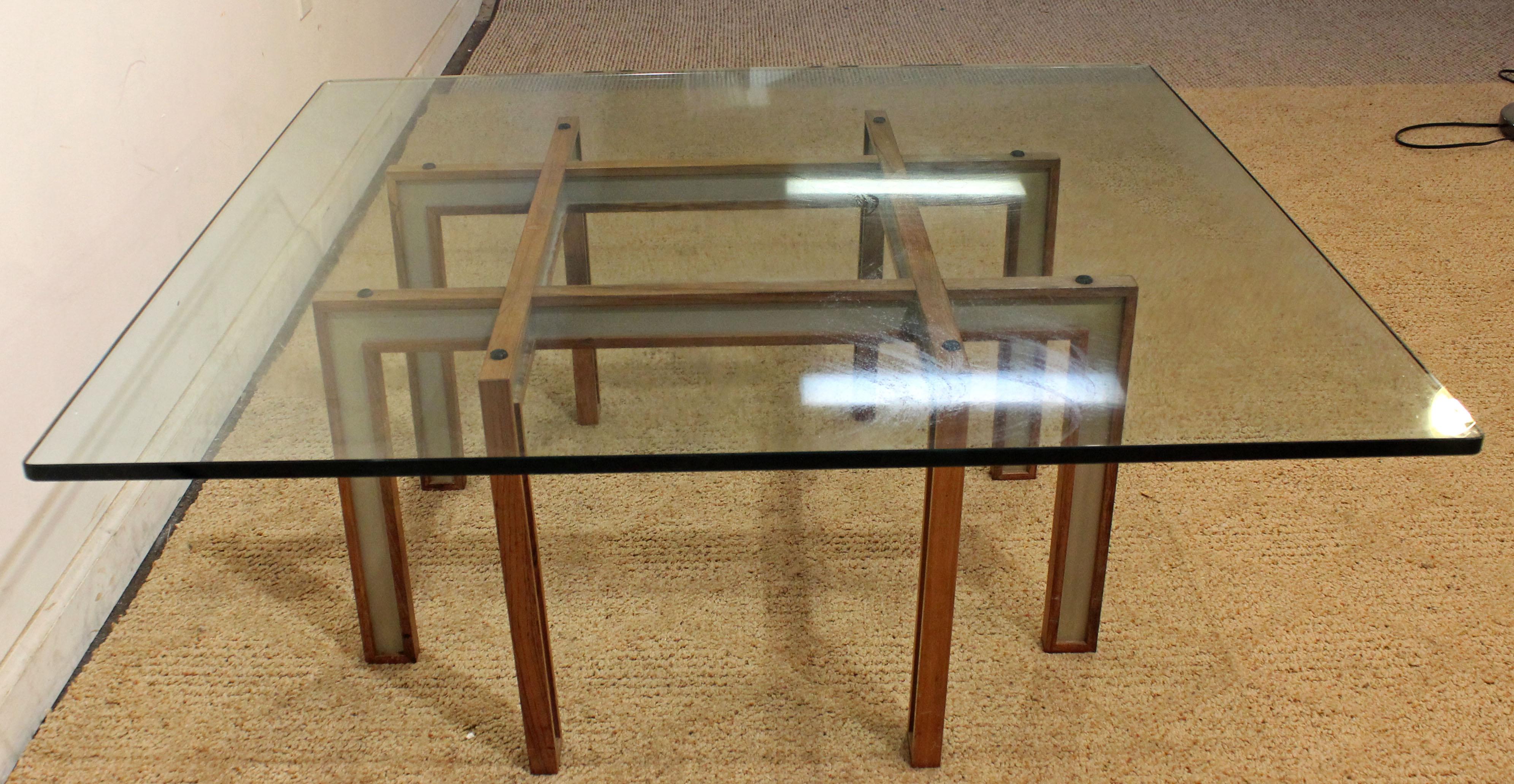 20th Century Mid-Century Modern Paul Evans Cityscape Style Glass Top Coffee Table