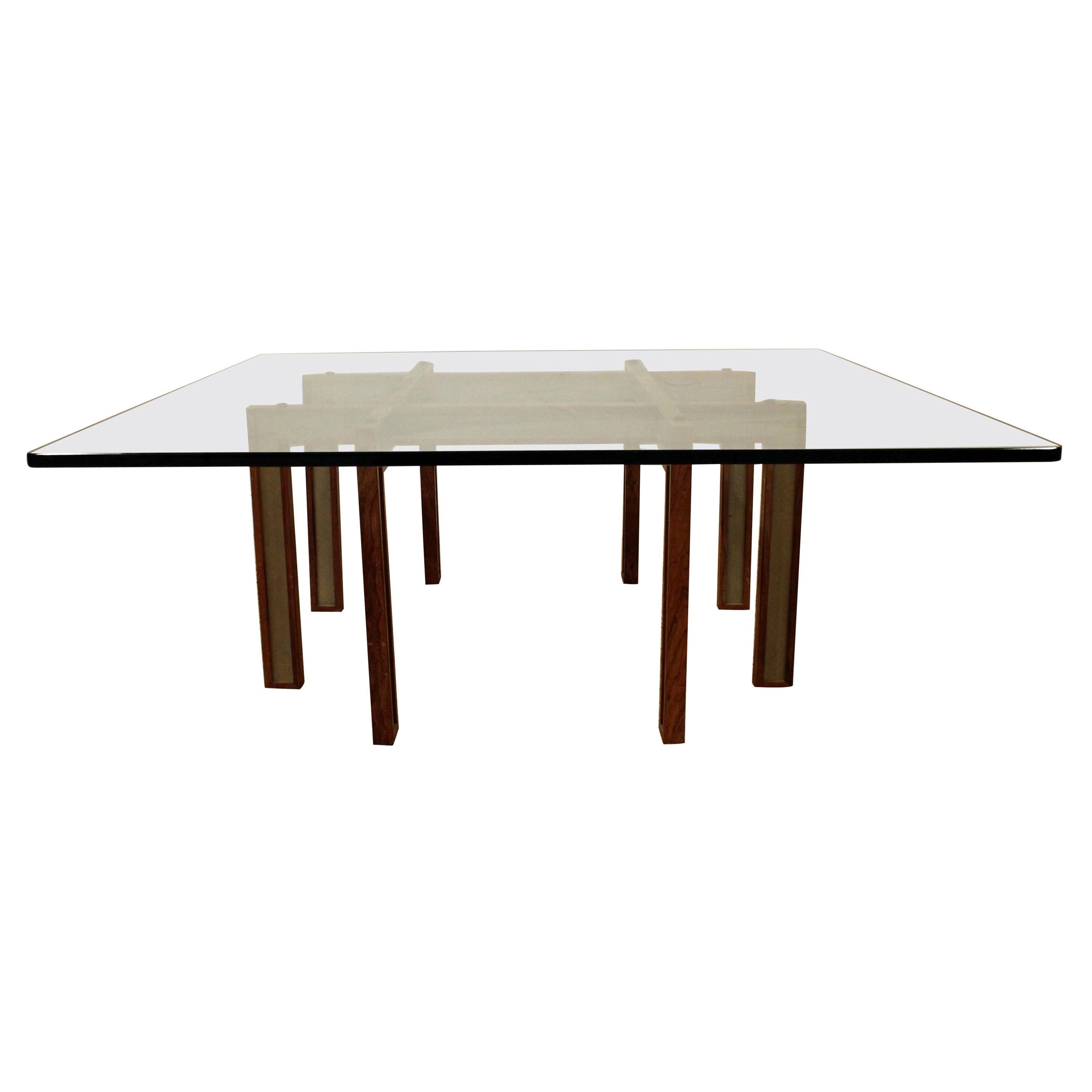 MidCentury Modern Paul Evans Style Glass Top Coffee Table For Sale at