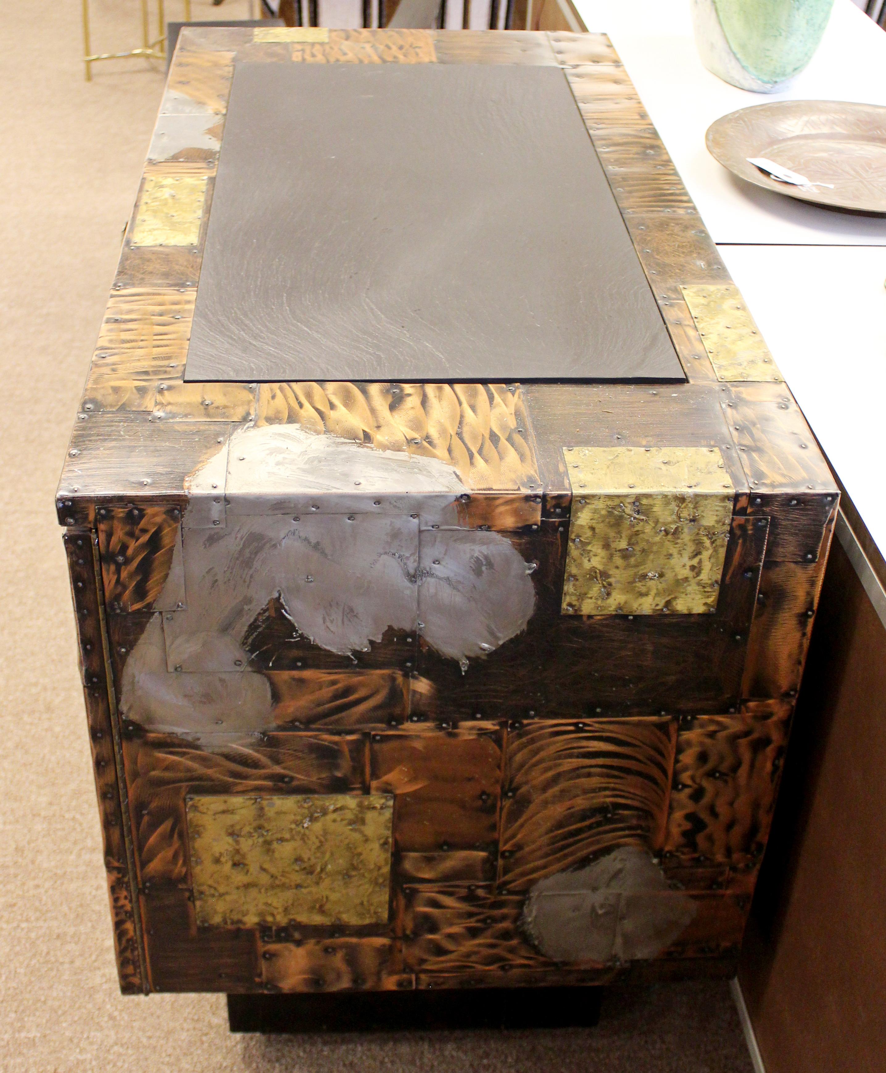 Mid-20th Century Mid-Century Modern Paul Evans Directional Slate Top Copper Patchwork Cabinet