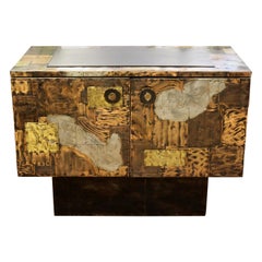 Mid-Century Modern Paul Evans Directional Slate Top Copper Patchwork Cabinet
