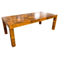 Mid Century Modern Paul Evans Signed Burlwood Patchwork Expandable Dining Table