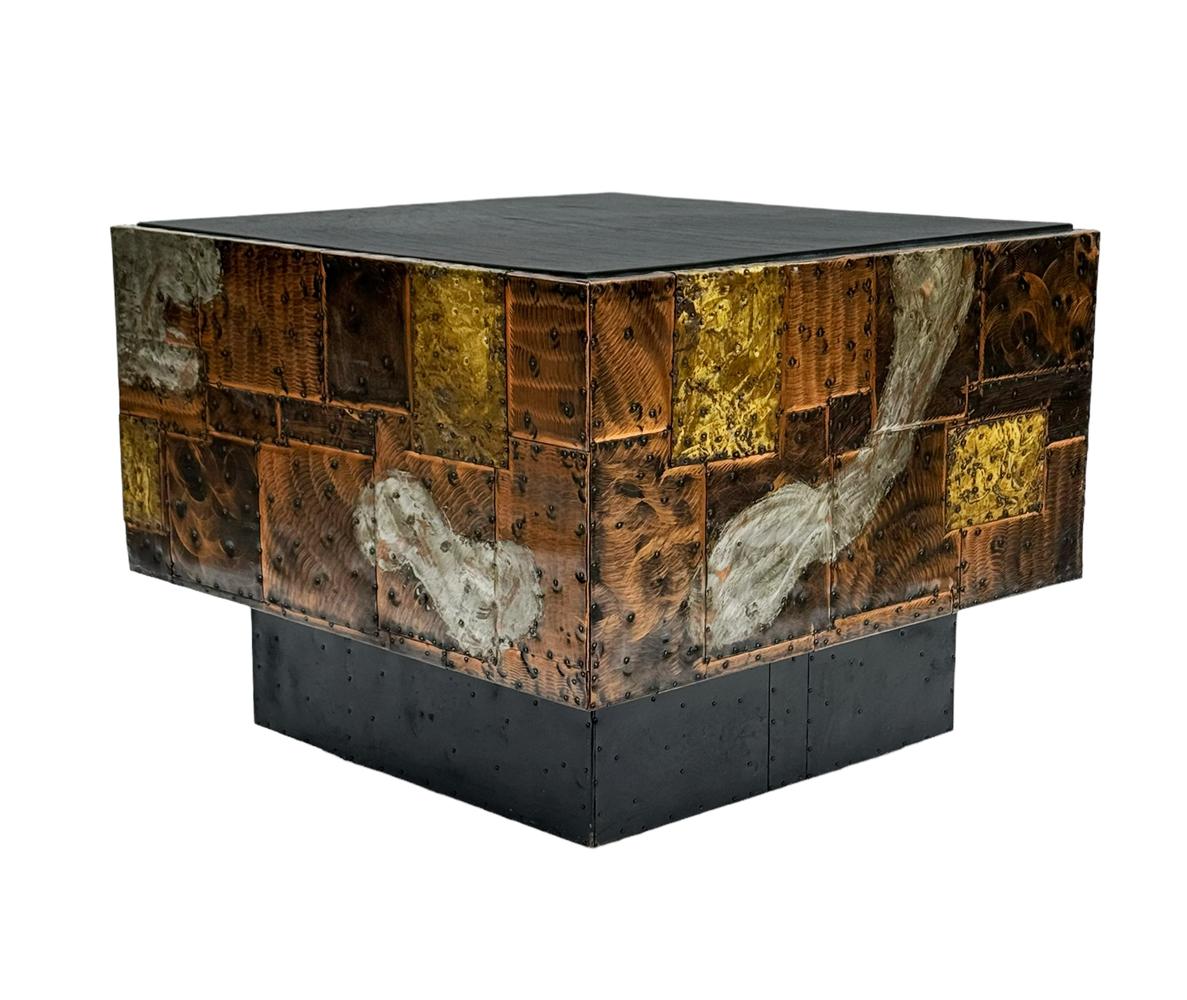 American Mid-Century Modern Paul Evans Square Cube Patchwork Cocktail Table or End Table For Sale