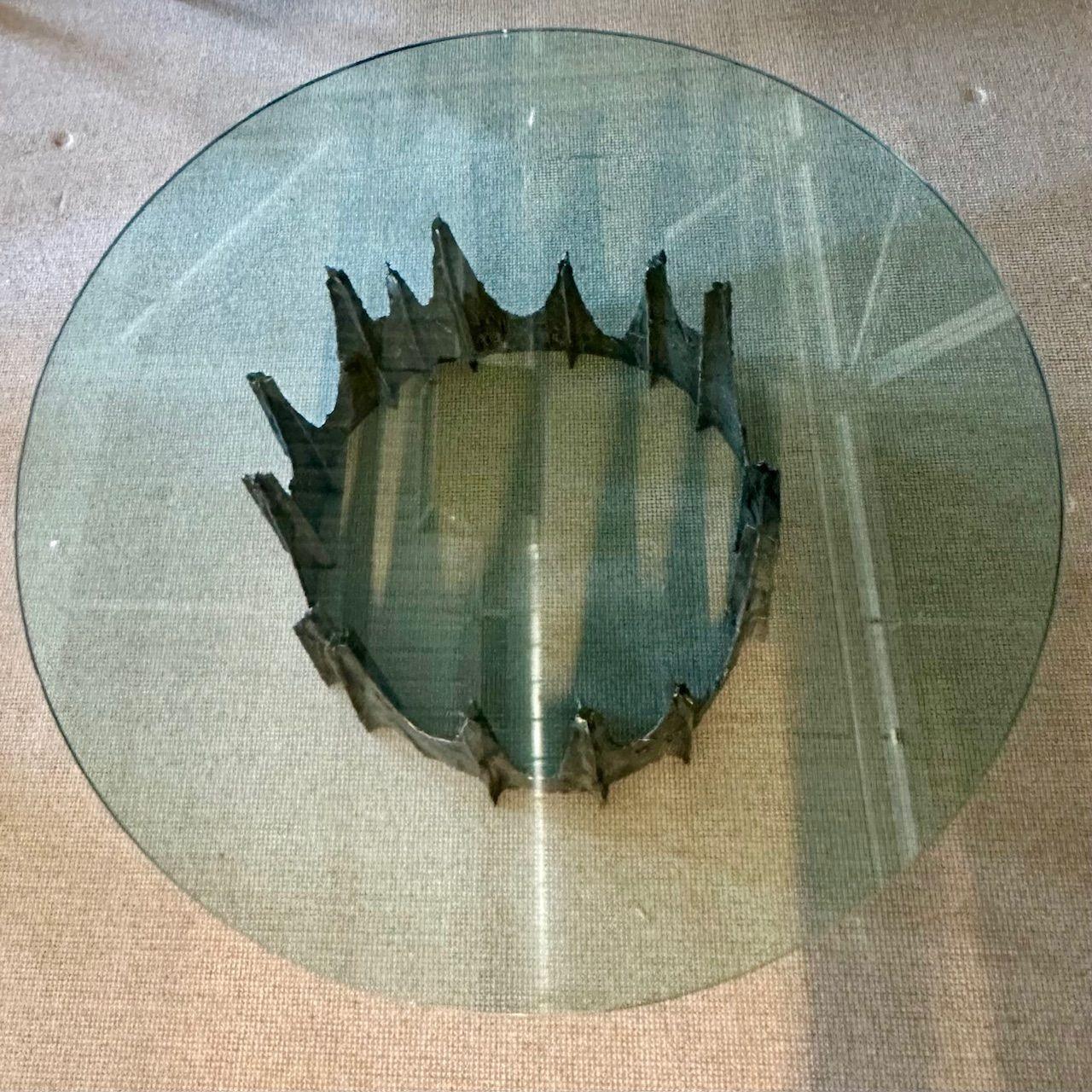  Paul Evans, Brutalist Mid-Century Modern Stalagmite Coffee Table, Bronze, Glass 4