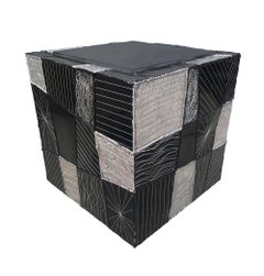 Mid-Century Modern Paul Evans Studio Argente Cube Side Table in Black & White