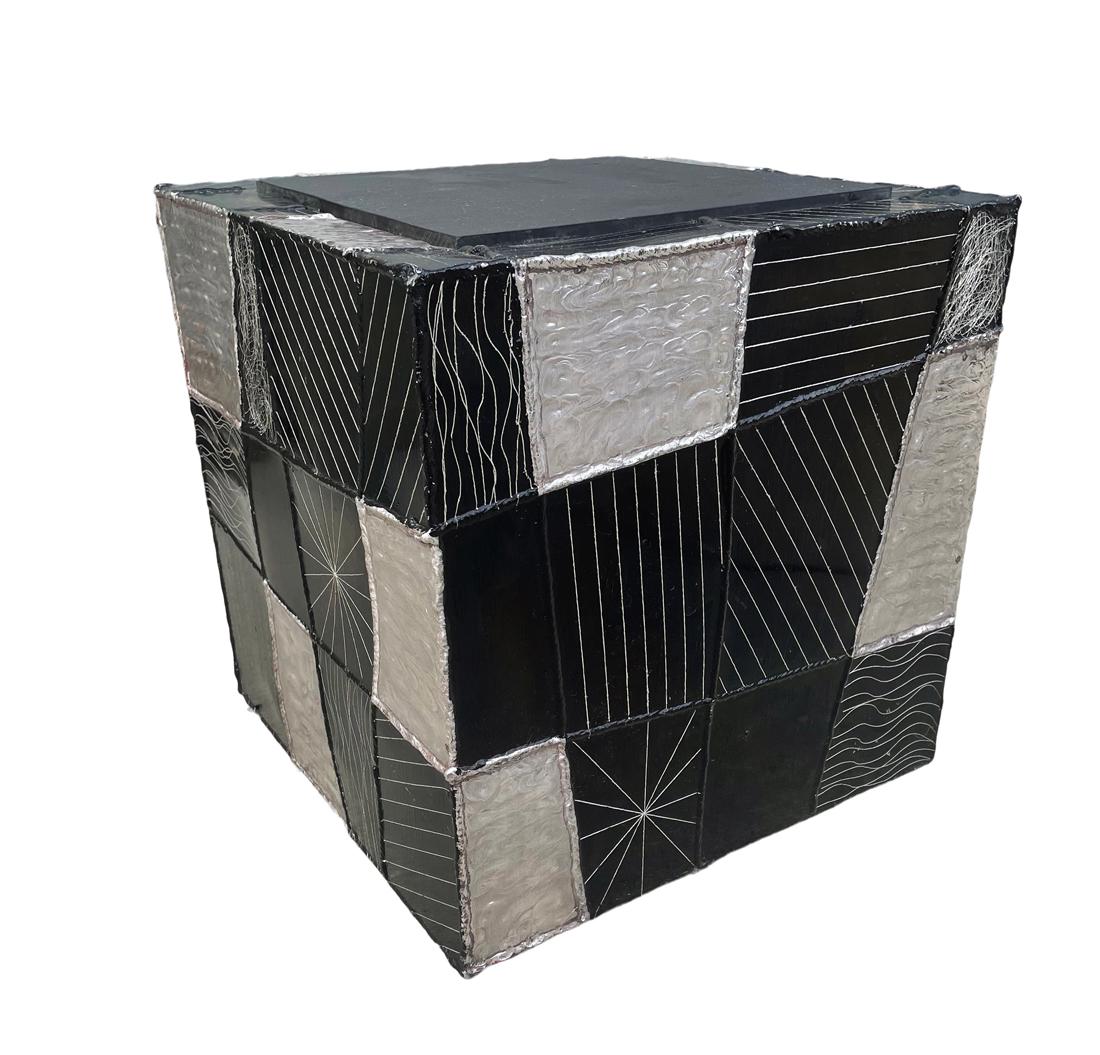 Mid-Century Modern Paul Evans Studio Argente Cube Side Table in Black & White 3