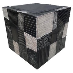 Mid-Century Modern Paul Evans Studio Argente Cube Side Table in Black & White