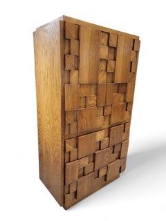 Mid Century Modern Paul Evans Style Brutalist Armoire by Lane Furniture Co.