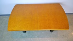 Paul Frankl Tan or Brown Cork Top and Carved Mahogany Wood Base Dining Table