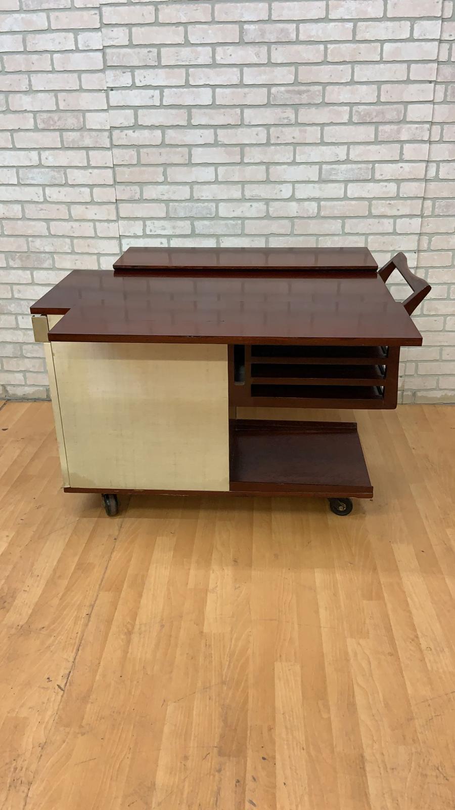 Mahogany Mid-Century Modern Paul Frankl Expanding Serving Cart For Sale