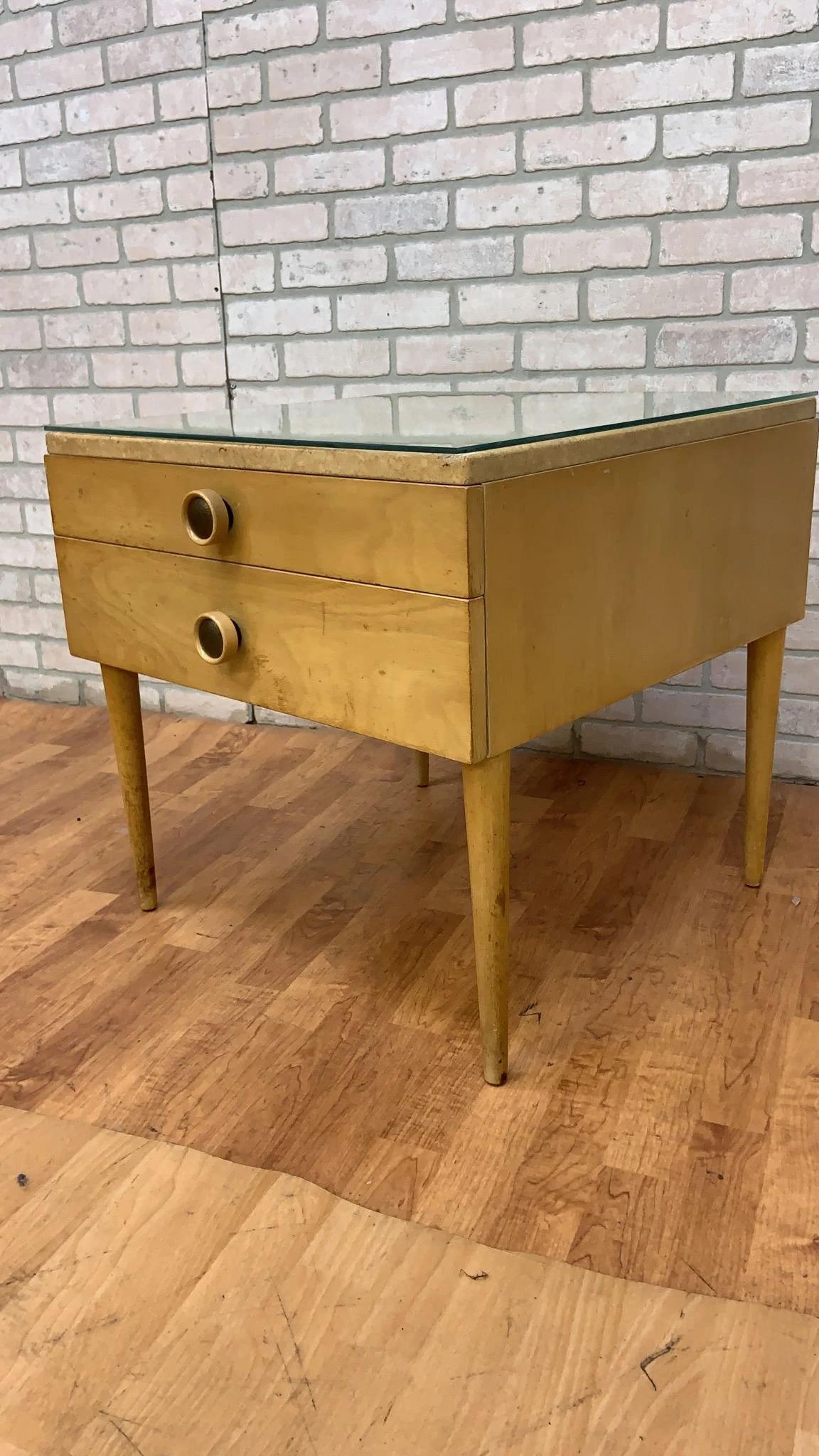 Mid-20th Century Mid Century Modern Paul Frankl for Johnson Furniture Cork Top Nightstand For Sale