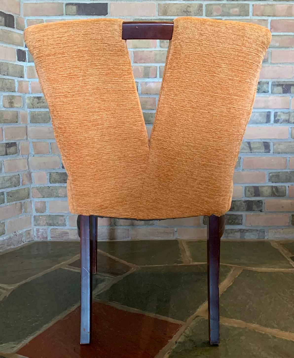 Mid Century Modern Paul Frankl for Johnson Game Table Set 4 Orange V Chairs 4