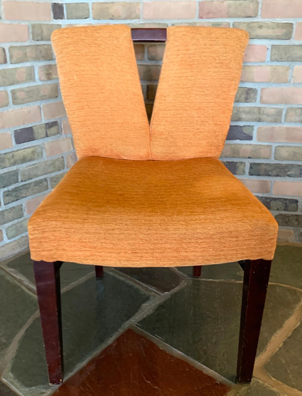 Mid Century Modern Paul Frankl for Johnson Game Table Set 4 Orange V Chairs 2