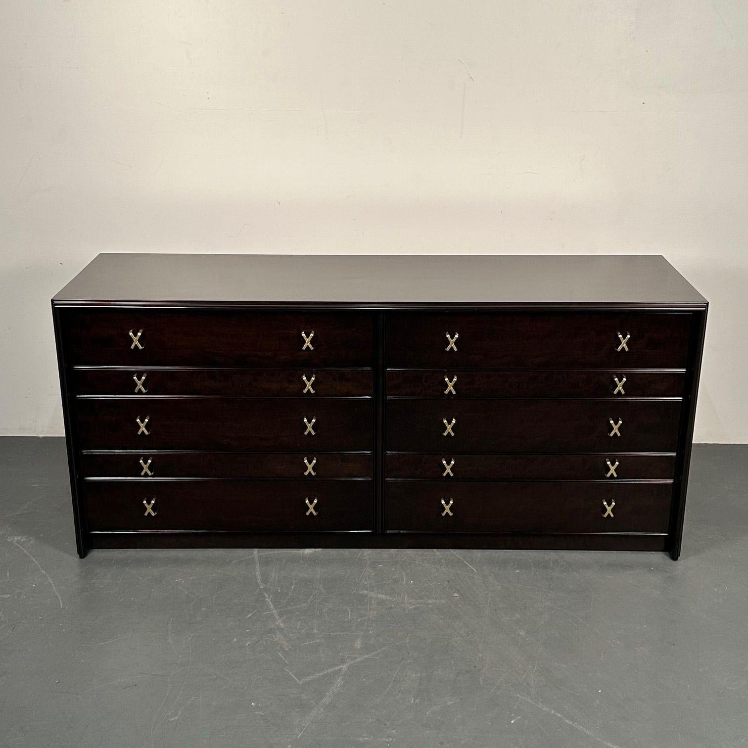 Paul Frankl, John Stuart, Mid-Century Modern, Dresser, Mahogany, Brass, 1960s For Sale 11