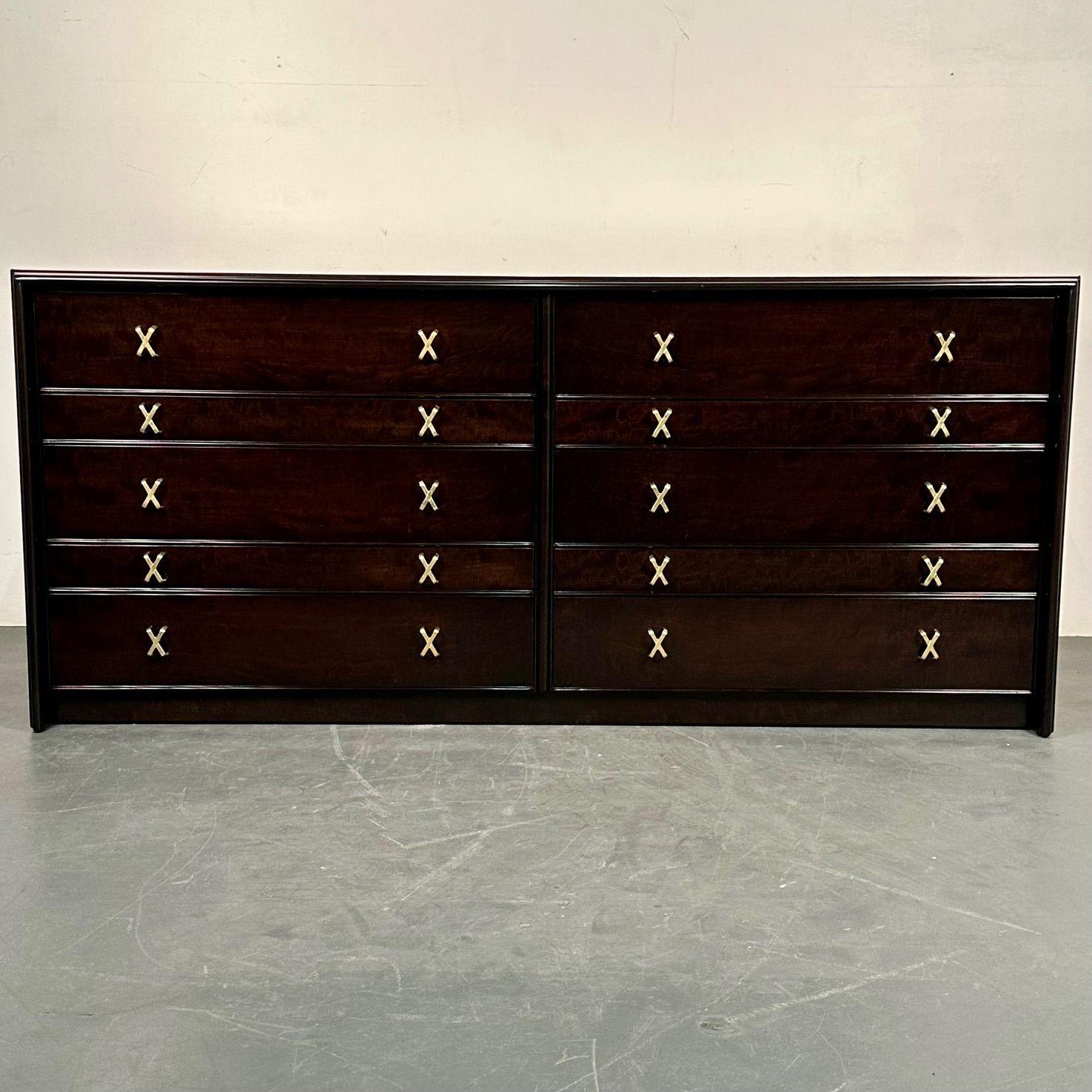 Paul Frankl, John Stuart, Mid-Century Modern, Dresser, Mahogany, Brass, 1960s For Sale 3