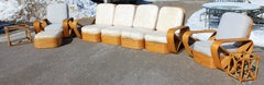 Mid-Century Modern Paul Frankl Pretzel 9-Piece Rattan Patio Set Sofa Armchairs