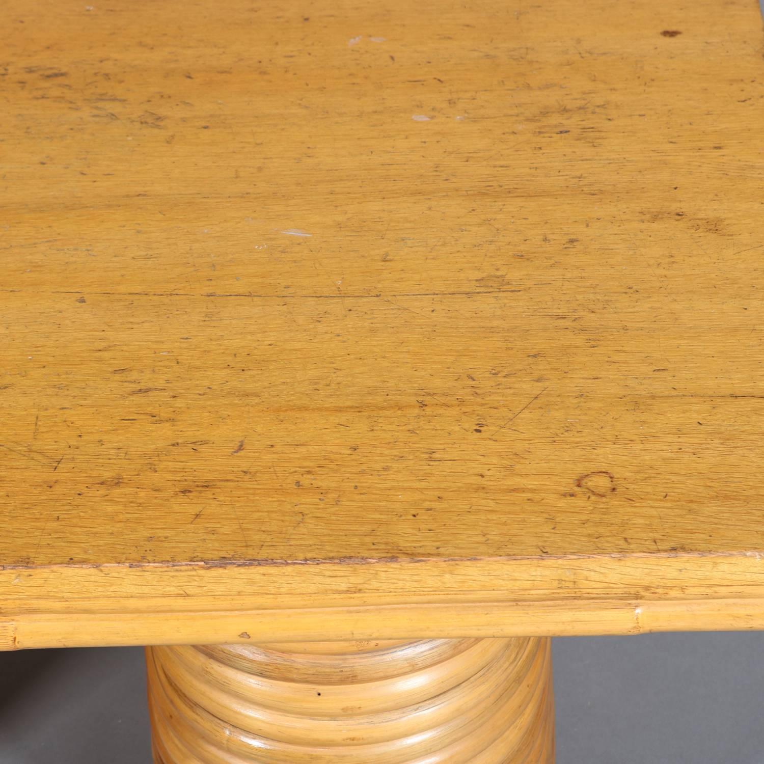 Mid-Century Modern Paul Frankl School Three-Piece Teak and Rattan Table Set 5