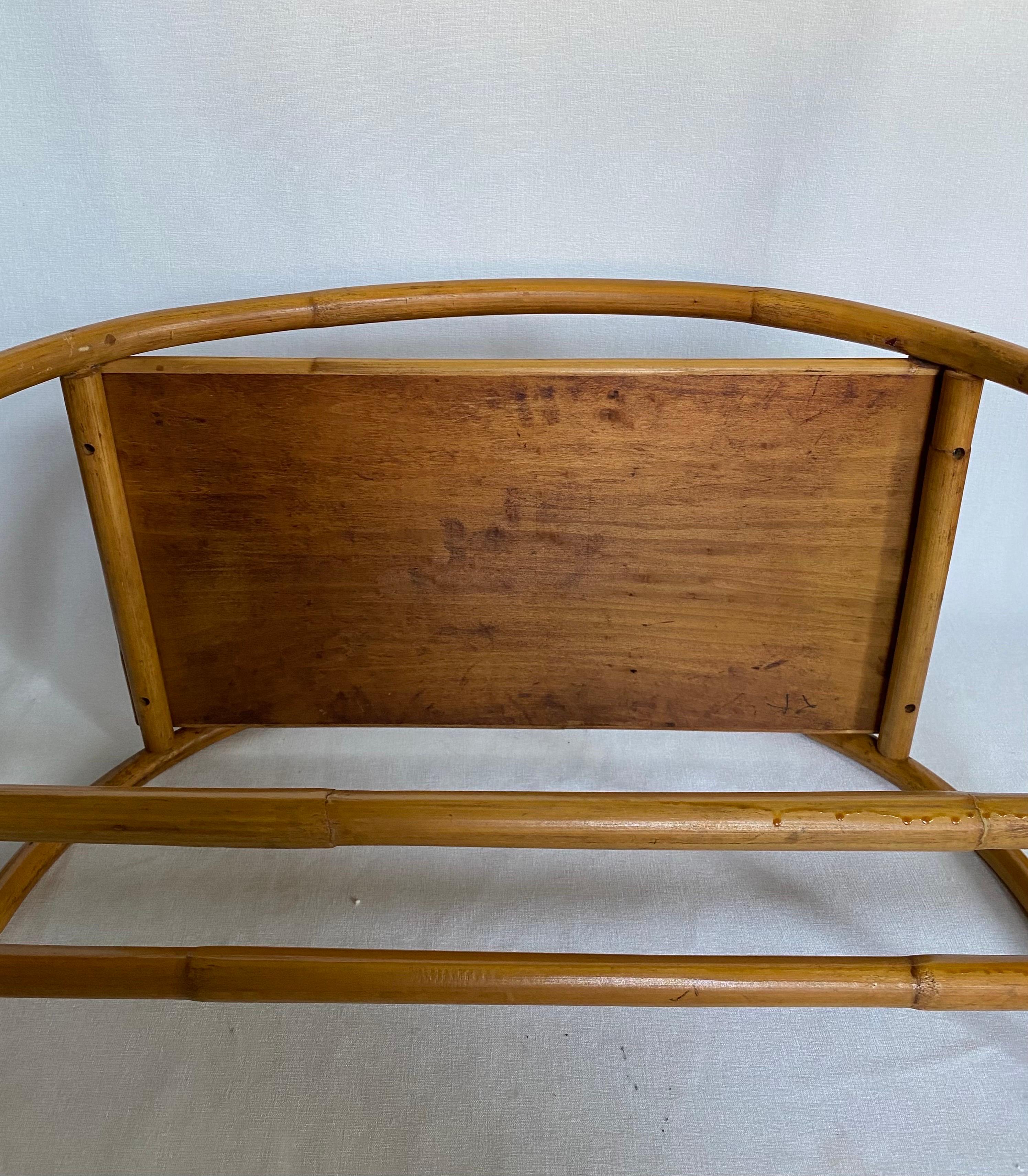 Mid-Century Modern Paul Frankl Style Arched Rattan Side End Table For Sale 10