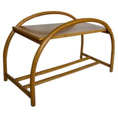 Mid-Century Modern Paul Frankl Style Double-Arched Rattan Accent Table with Glas