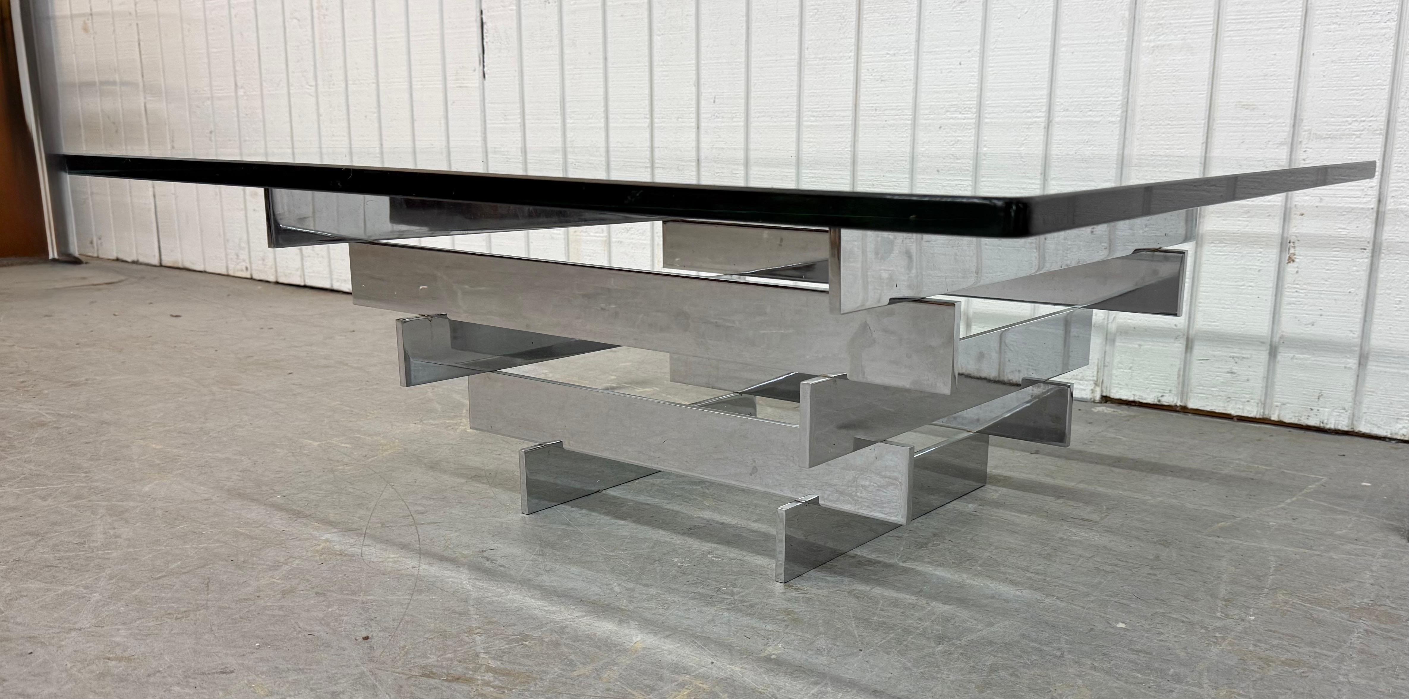 Milieu du XXe siècle Table basse empilable en verre et chrome, moderne du milieu du siècle, Paul Mayen en vente