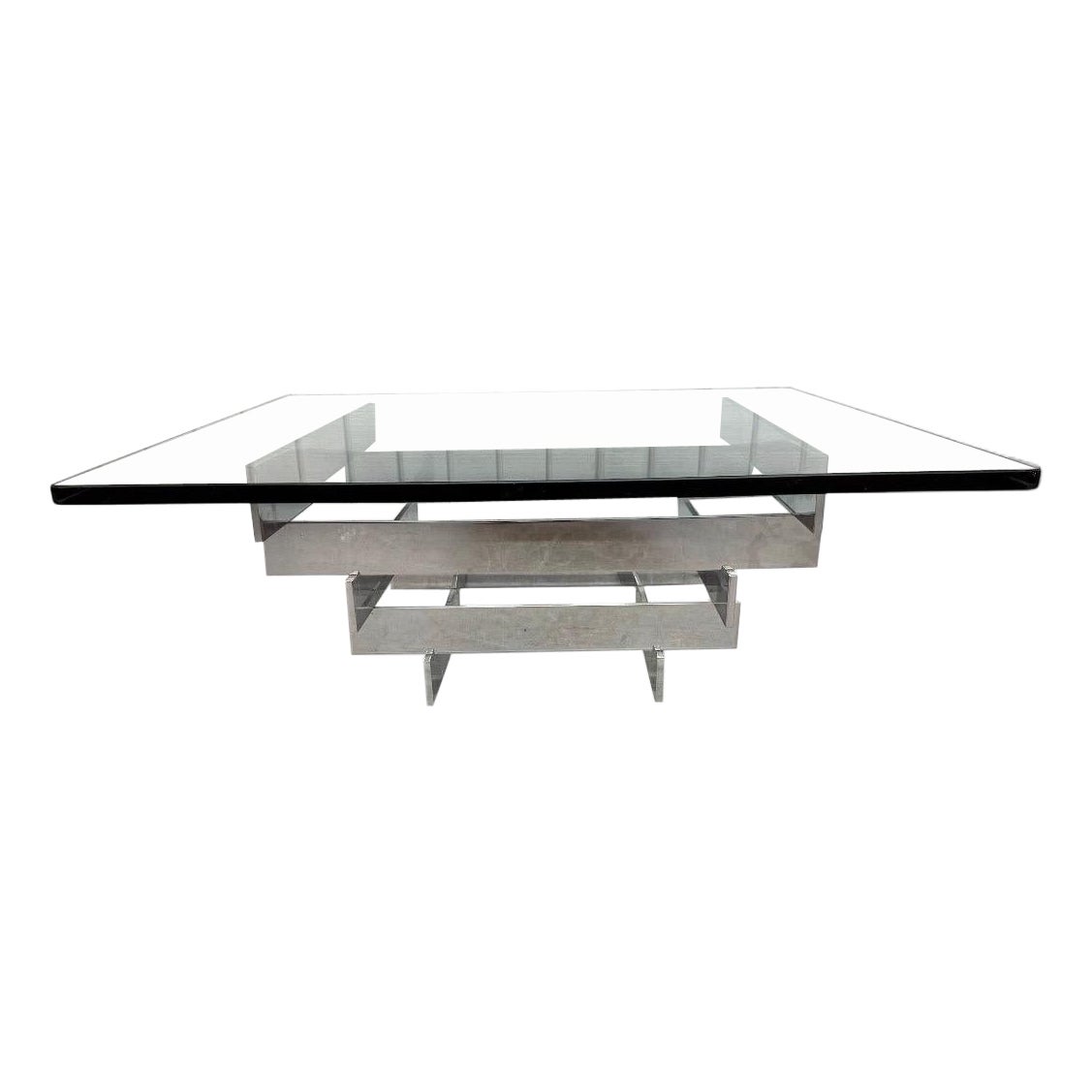 Table basse empilable en verre et chrome, moderne du milieu du siècle, Paul Mayen en vente