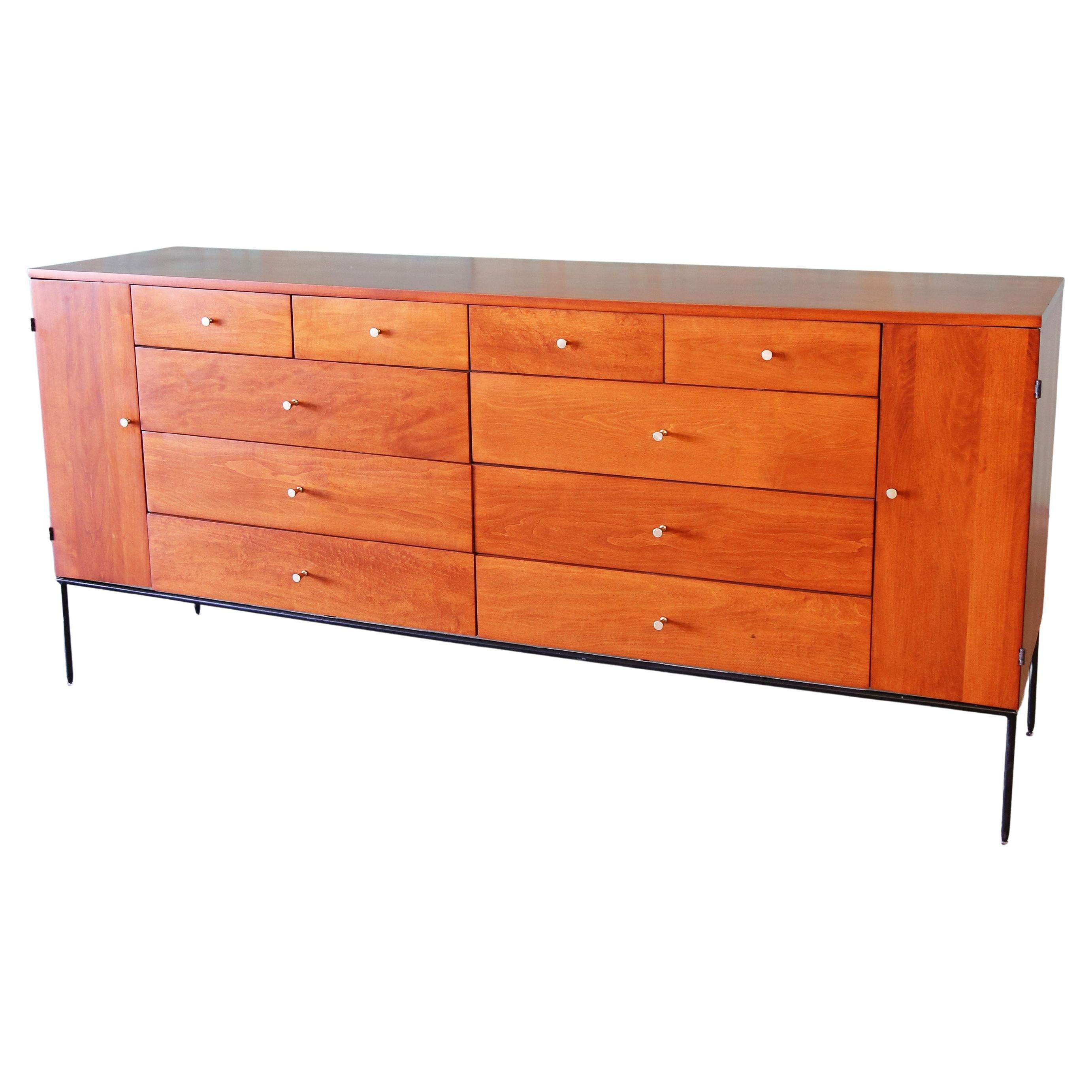Mid Century Modern Paul McCobb 20 Drawer Chest of Drawers on Iron Base en vente