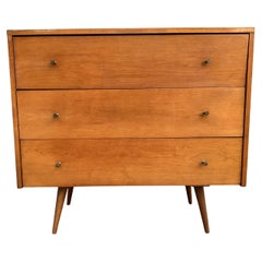 Mid-Century Modern Paul McCobb 3-Drawer Dresser #1508 Blonde Finish Brass Pulls