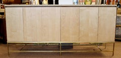 Mid-Century Modern Paul McCobb Brass Travertine Topped Sideboard Credenza, 1970s
