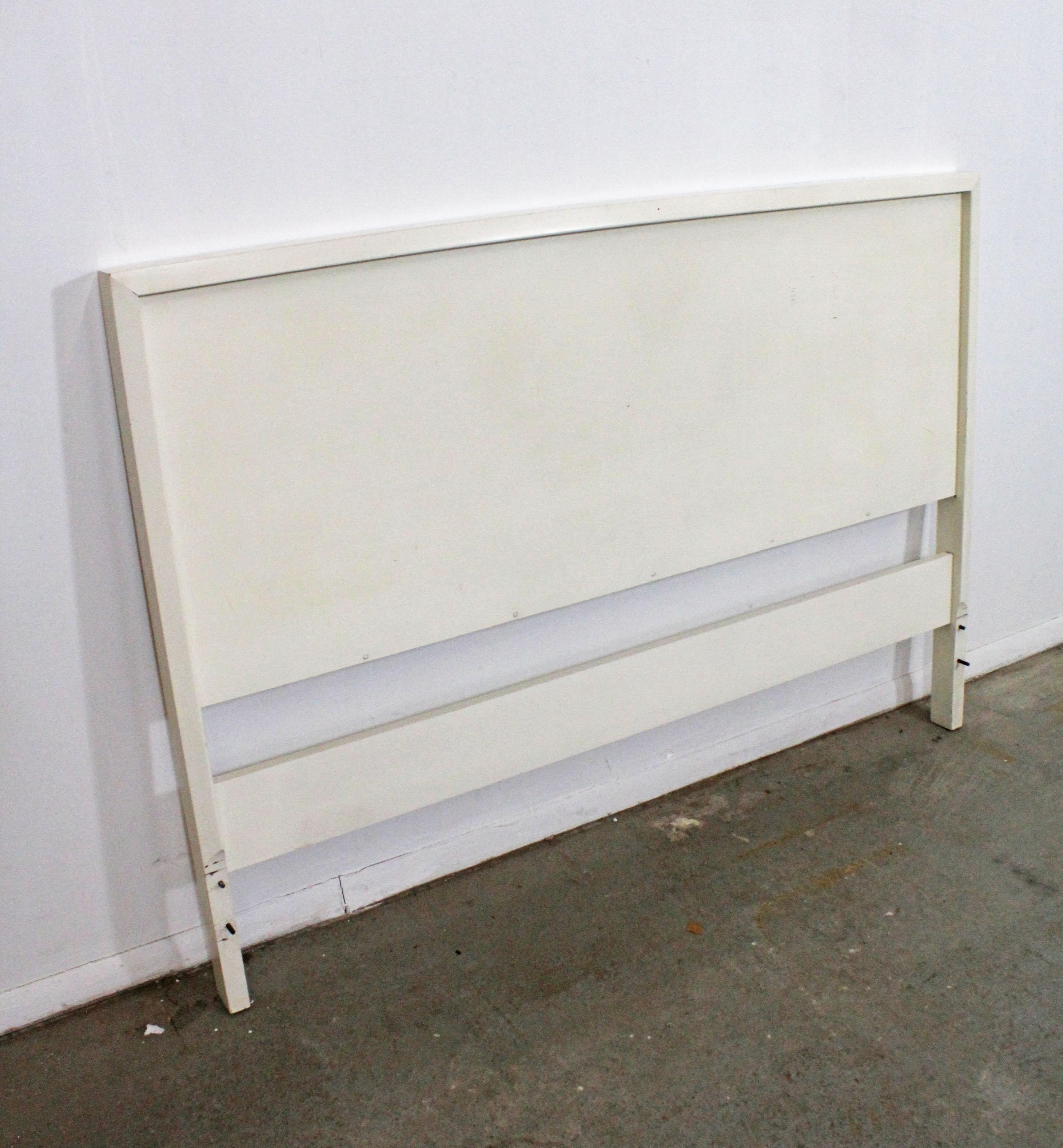 Offered is a vintage full-size headboard, designed by Paul McCobb for Planner Group. This piece is in good condition for its age, has been repainted by its previous owner, but is structurally sound. Has some surface wear, stains, and scratches (see