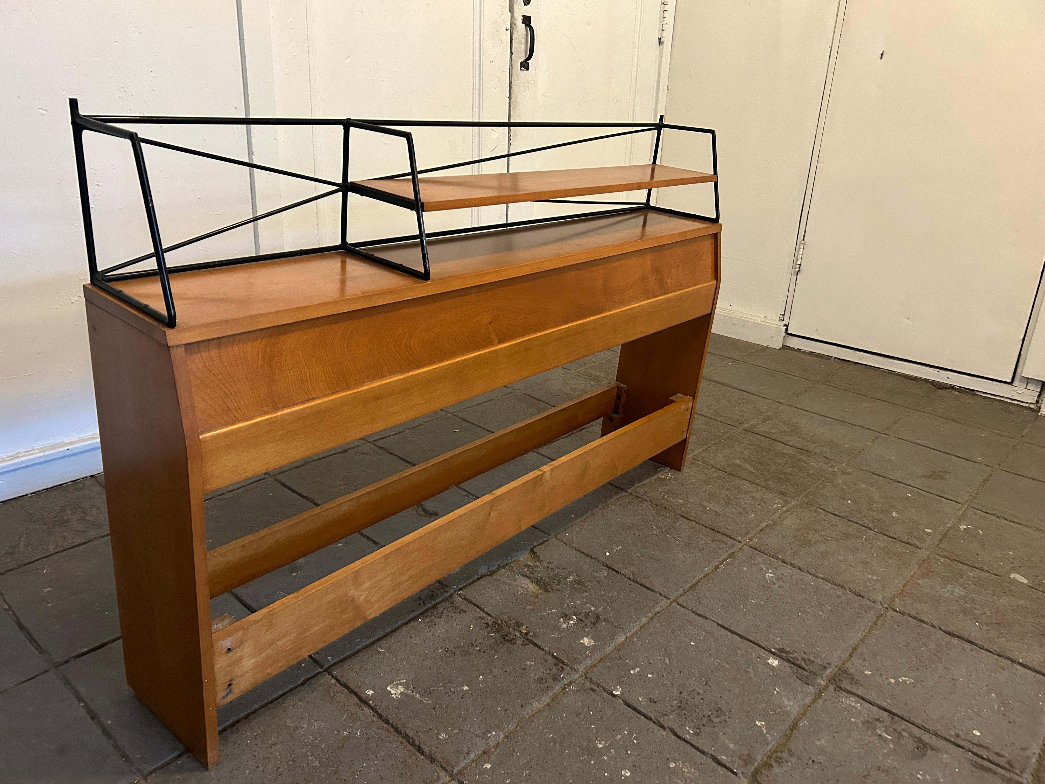 Woodwork Mid-Century Modern Paul McCobb Full Bed Headboard Maple Iron Rare For Sale