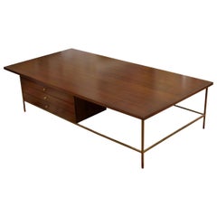 Mid-Century Modern Paul McCobb Irwin Calvin Mahogany Brass Coffee Table, 1950s