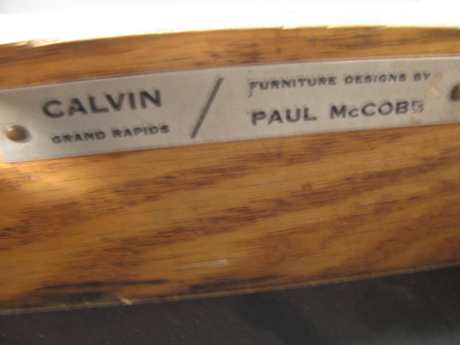 Polished Mid-Century Modern Paul McCobb Marble and Brass Mahogany Night Table for Calvin