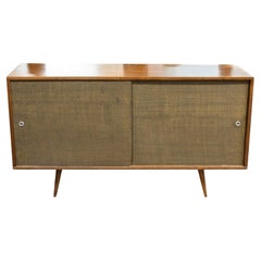 Mid Century Modern Paul McCobb Planner Walnut Console Cabinet with Sliding Doors