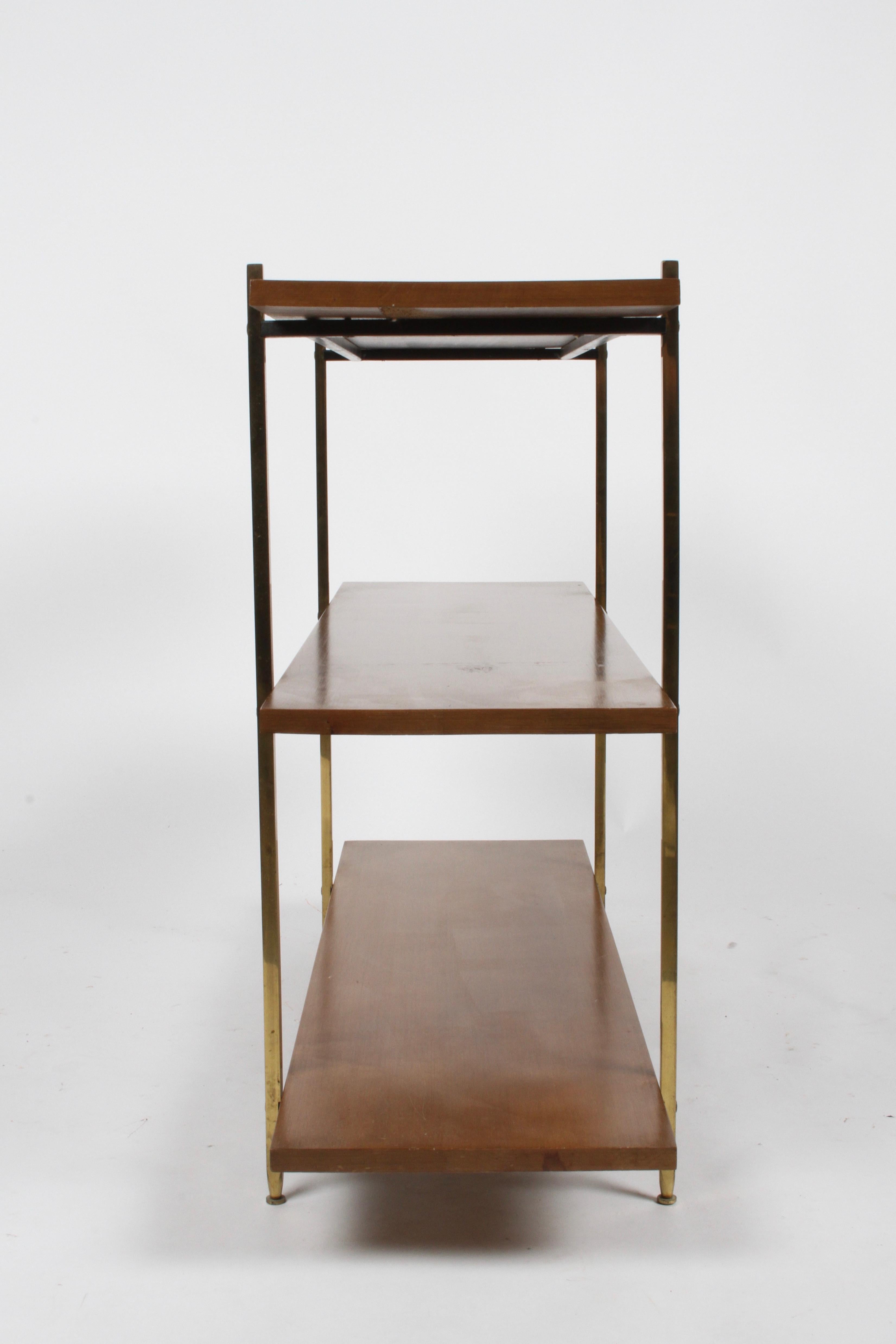 Mid-Century Modern Paul McCobb Style 3-Tier Maple and Brass Bookshelf 8