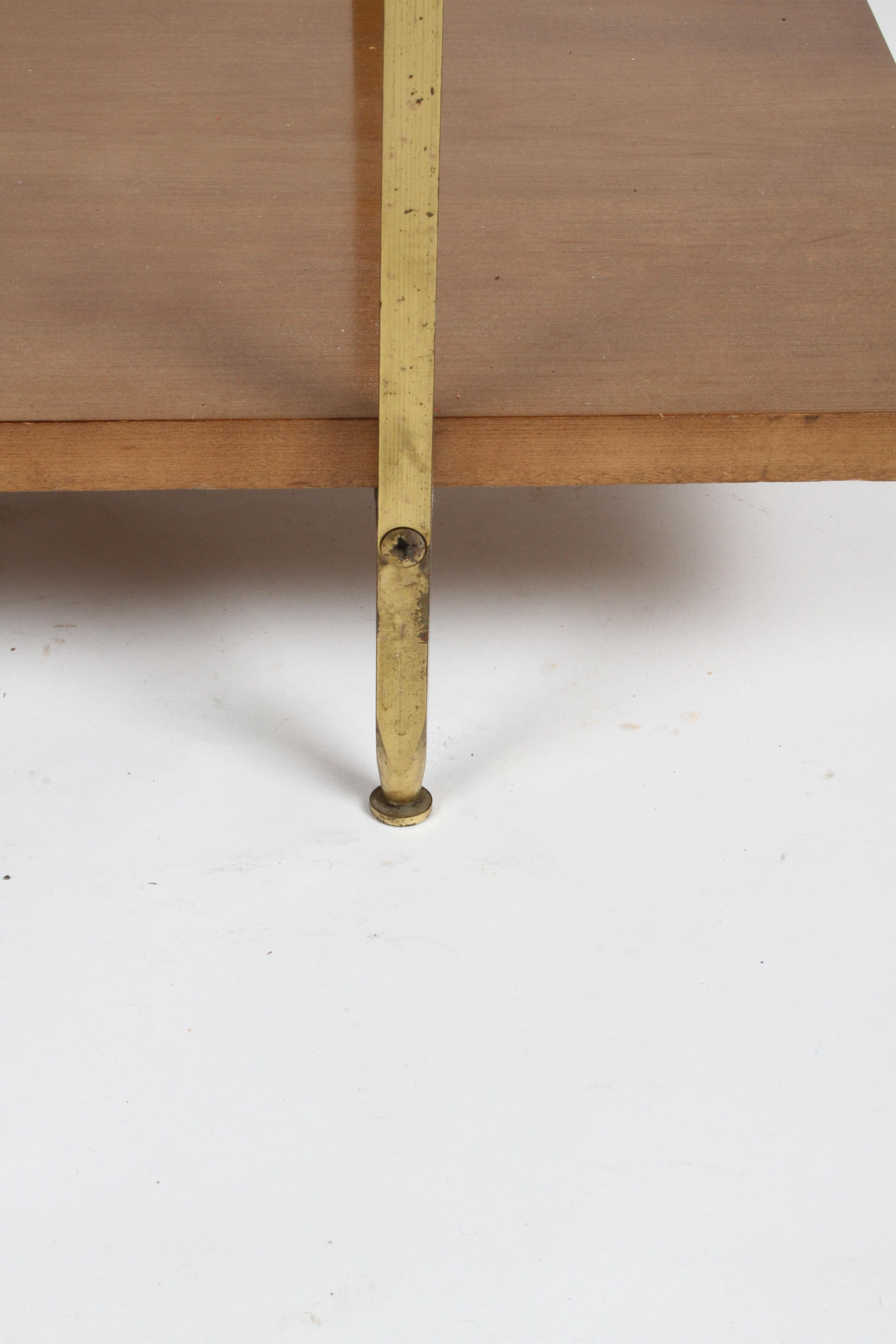Mid-Century Modern Paul McCobb Style 3-Tier Maple and Brass Bookshelf 1