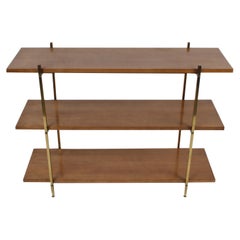 Mid-Century Modern Paul McCobb Style 3-Tier Maple and Brass Bookshelf