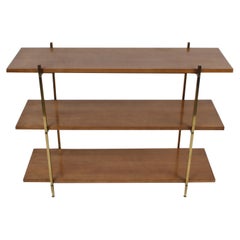 Mid-Century Modern Paul McCobb Style 3-Tier Maple and Brass Bookshelf