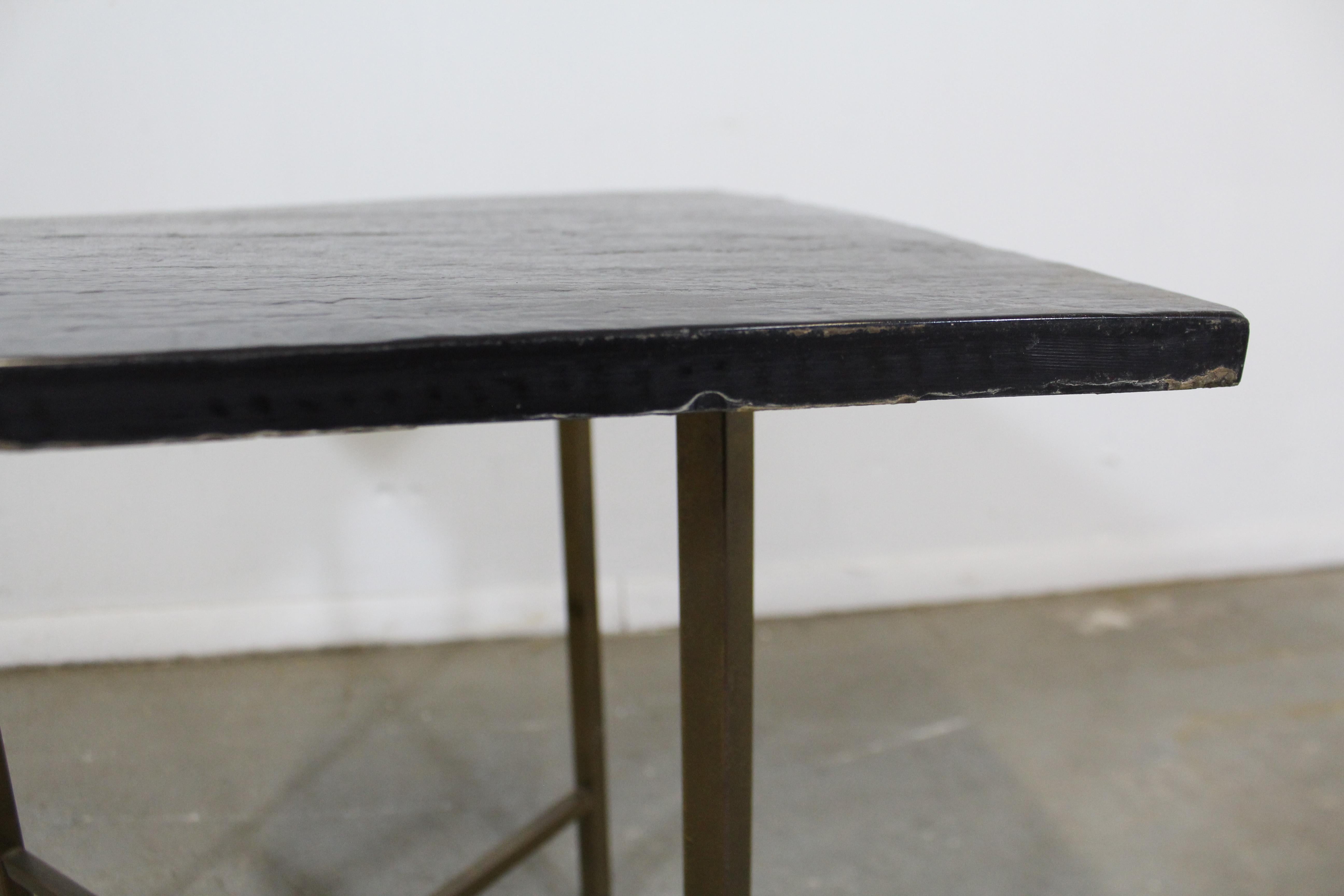 Mid-Century Modern Paul McCobb Style Brass X-Base Slate Top Side/End Table For Sale 6