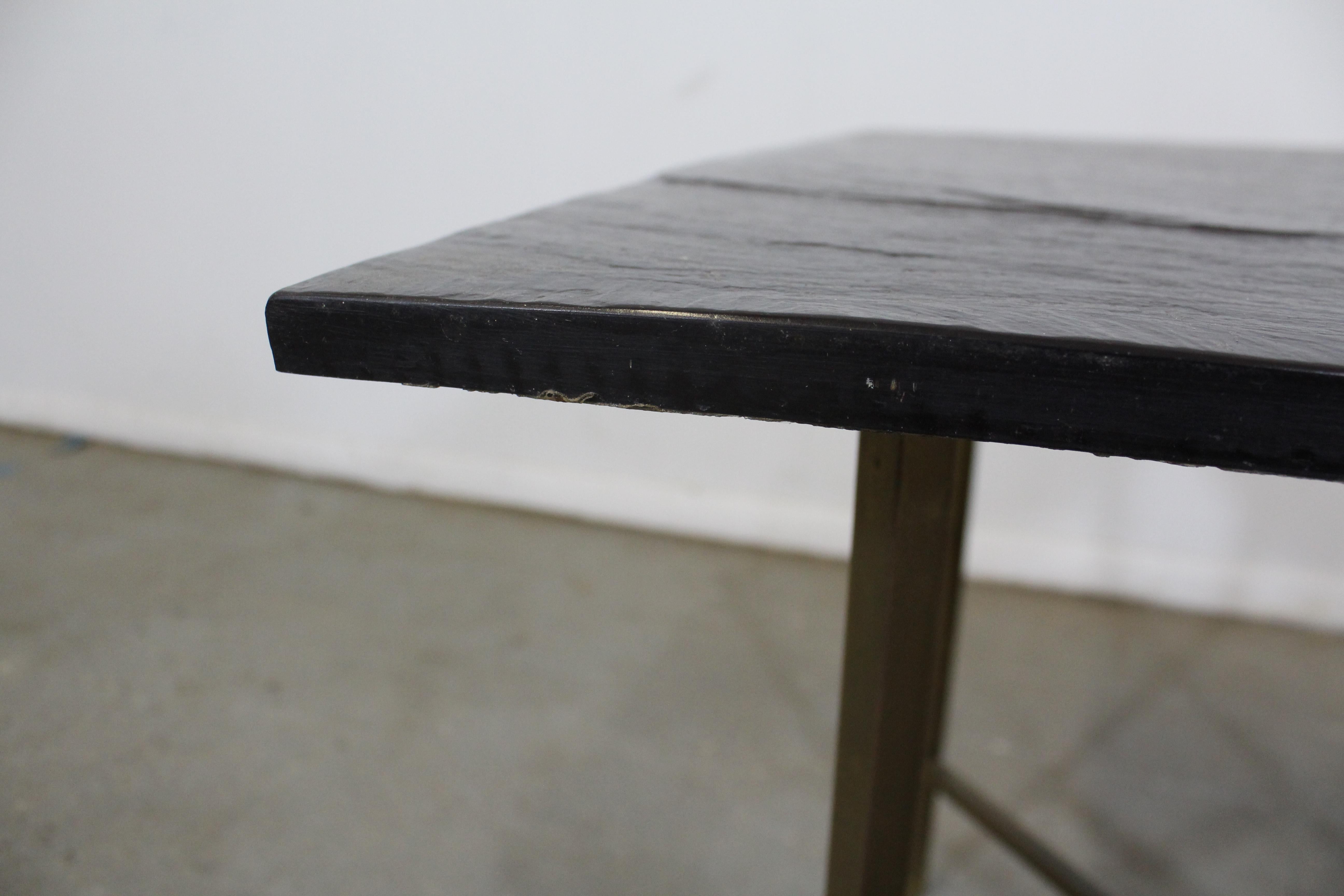 Mid-Century Modern Paul McCobb Style Brass X-Base Slate Top Side/End Table For Sale 7