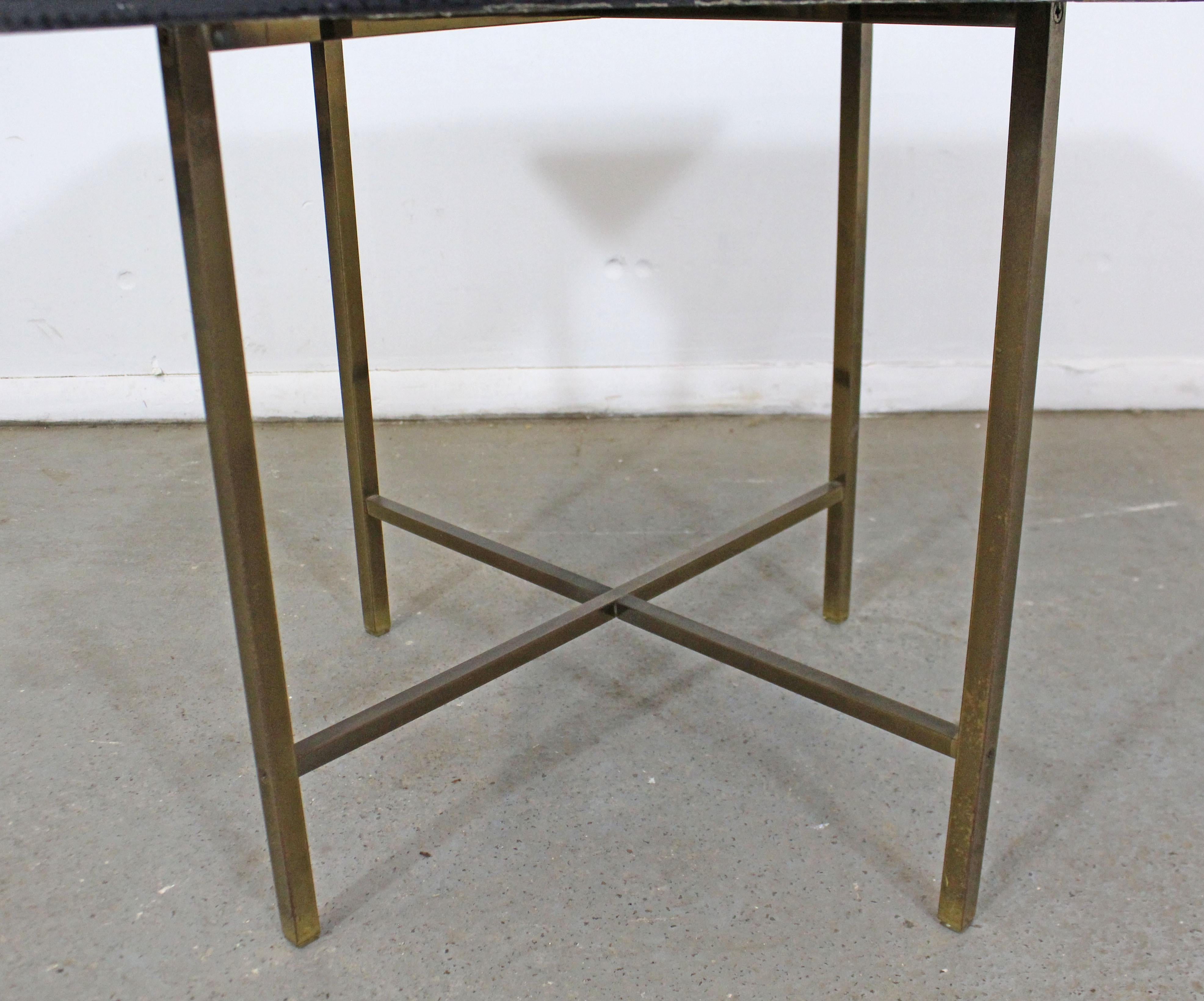 Mid-Century Modern Paul McCobb Style Brass X-Base Slate Top Side/End Table For Sale 3
