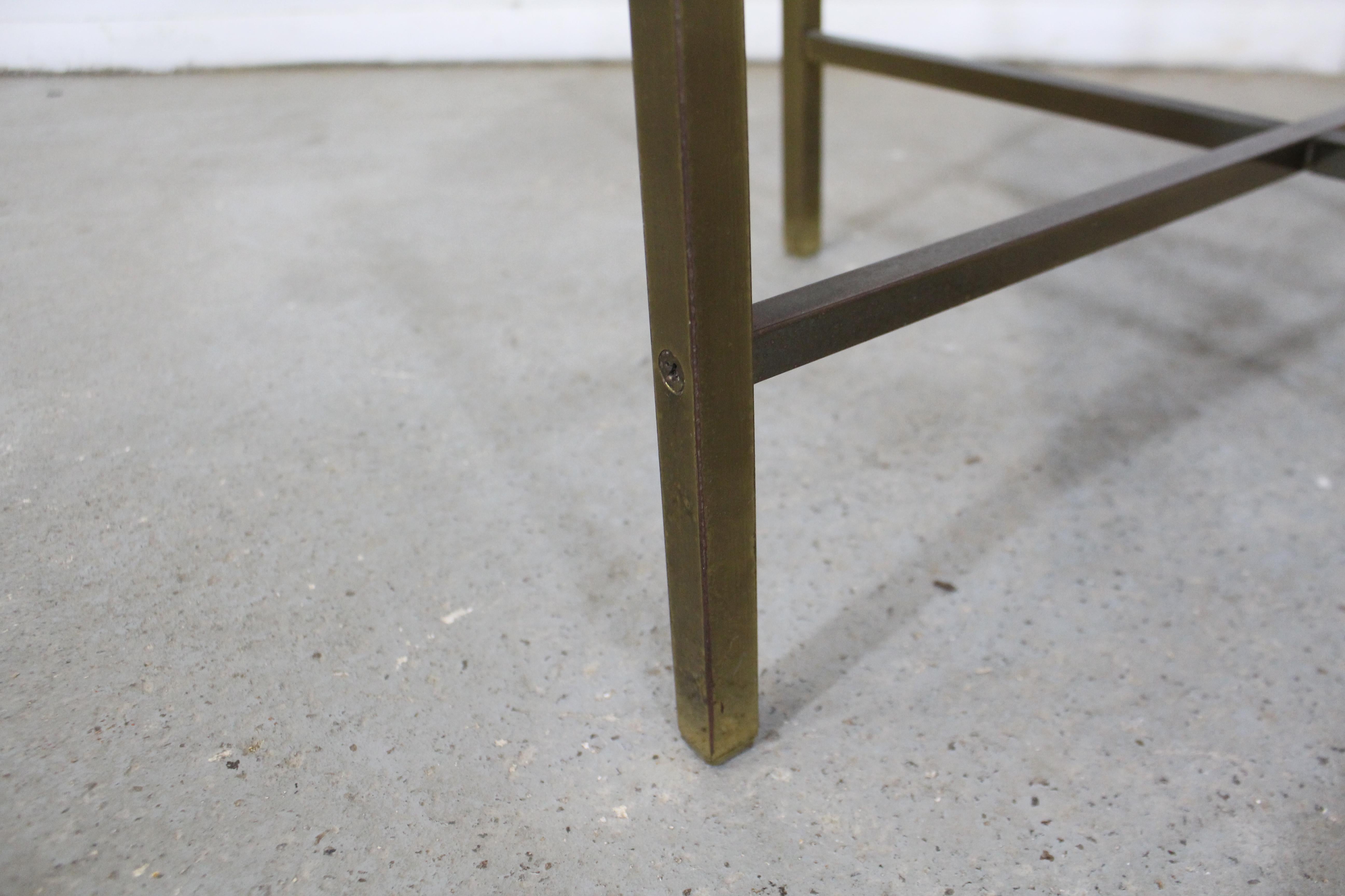Mid-Century Modern Paul McCobb Style Brass X-Base Slate Top Side/End Table For Sale 4