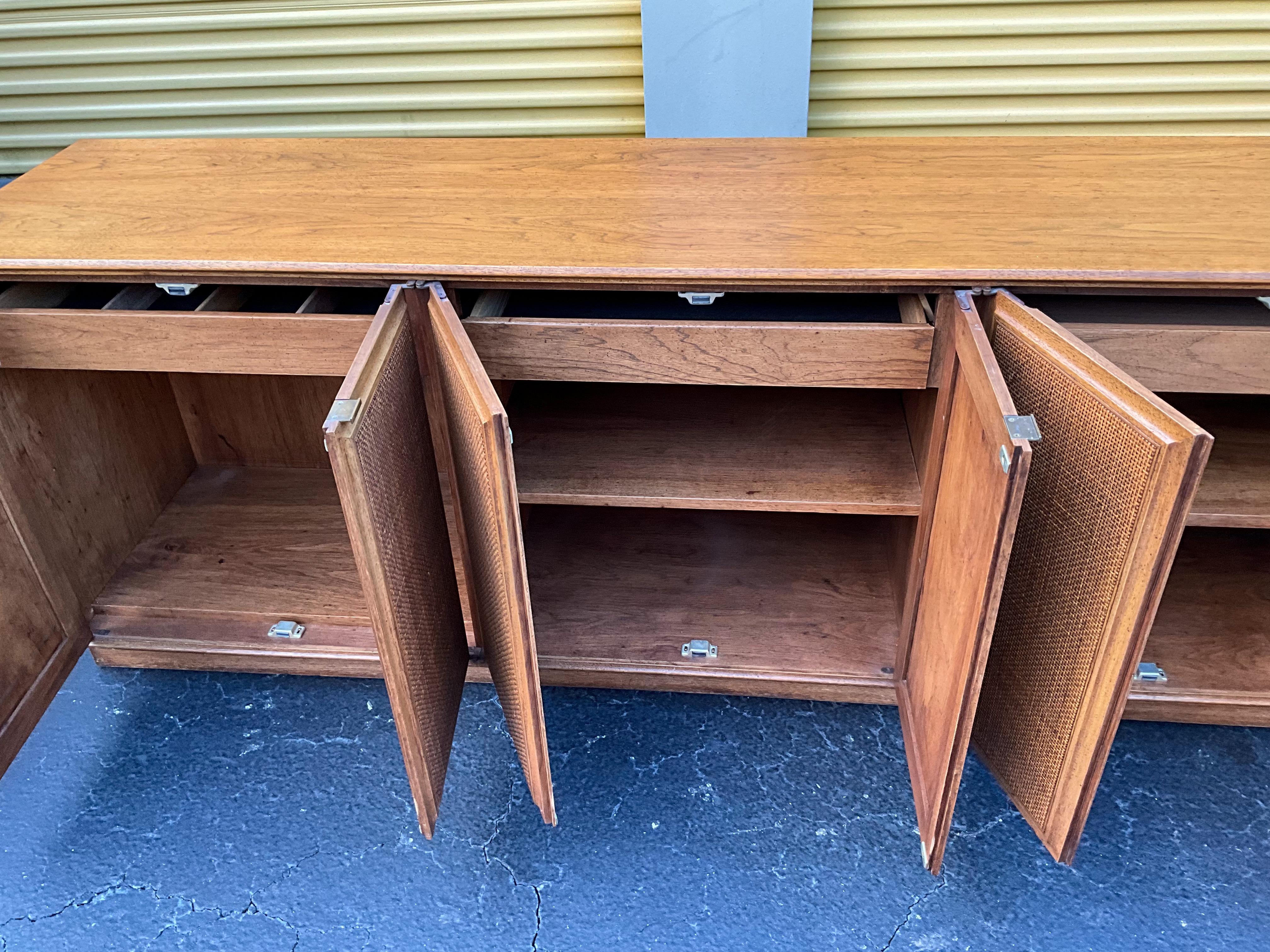 American Mid-Century Modern Paul McCobb Style Cane / Wicker Front Credenza  For Sale