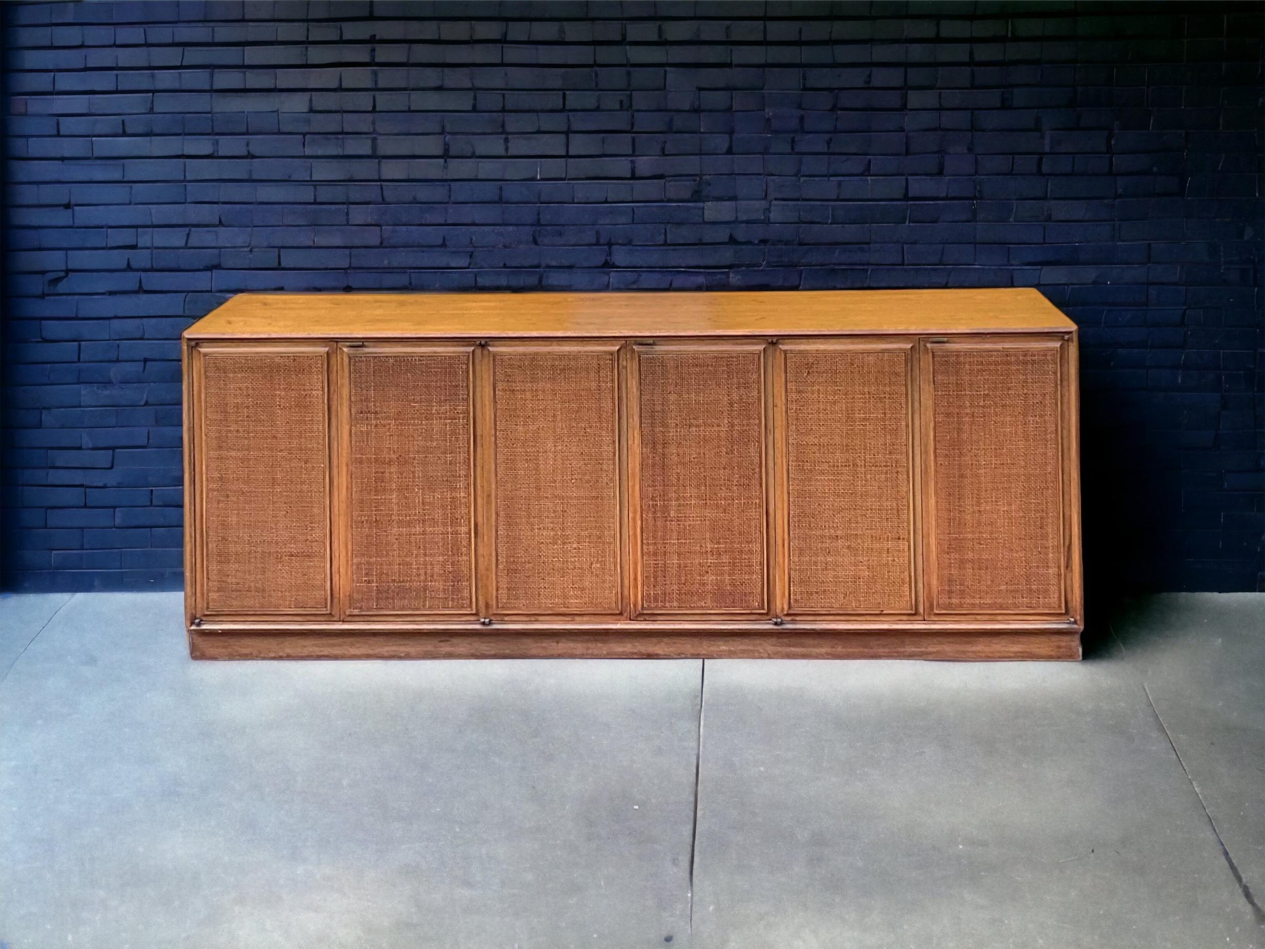 20th Century Mid-Century Modern Paul McCobb Style Cane / Wicker Front Credenza  For Sale