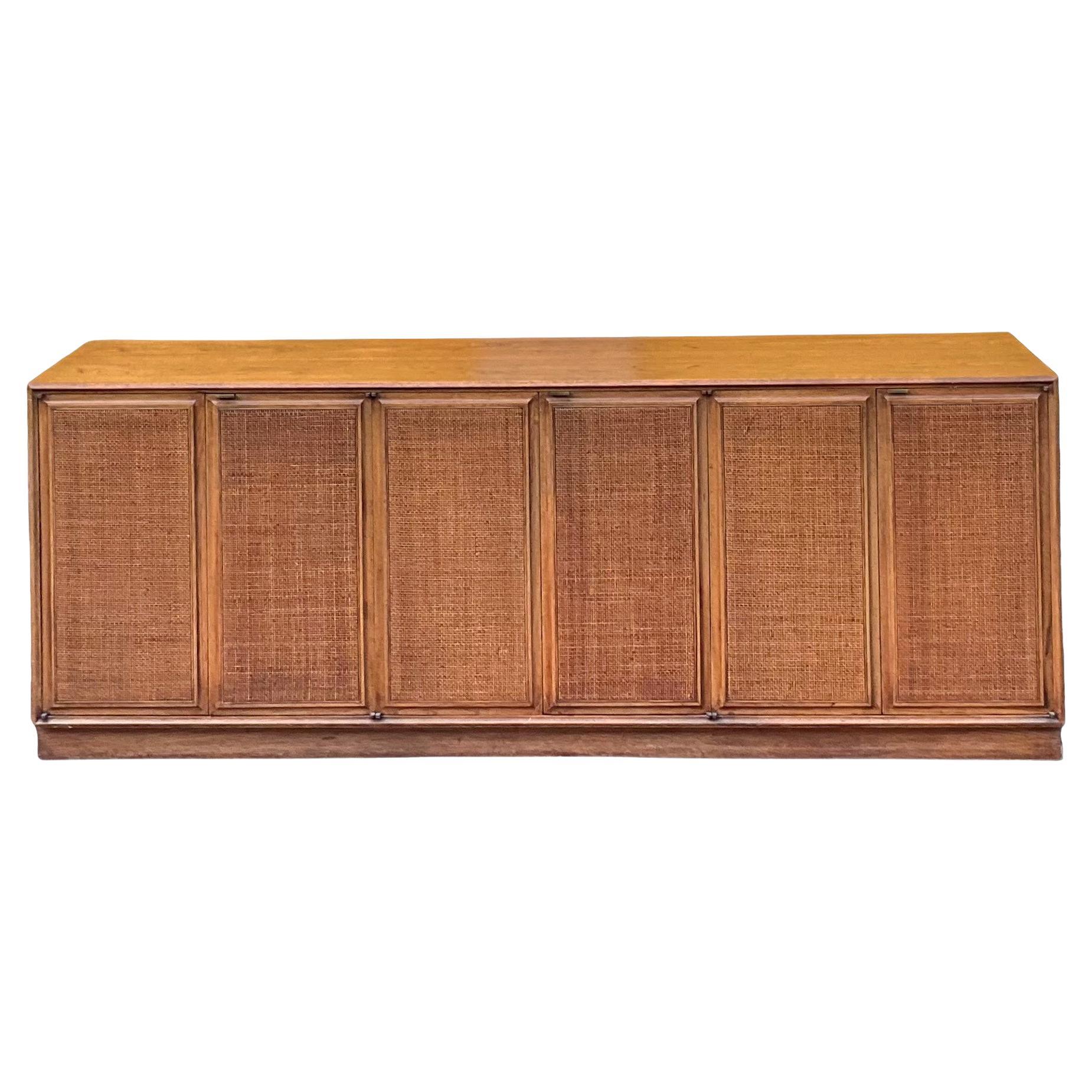 Mid-Century Modern Paul McCobb Style Cane / Wicker Front Credenza  For Sale