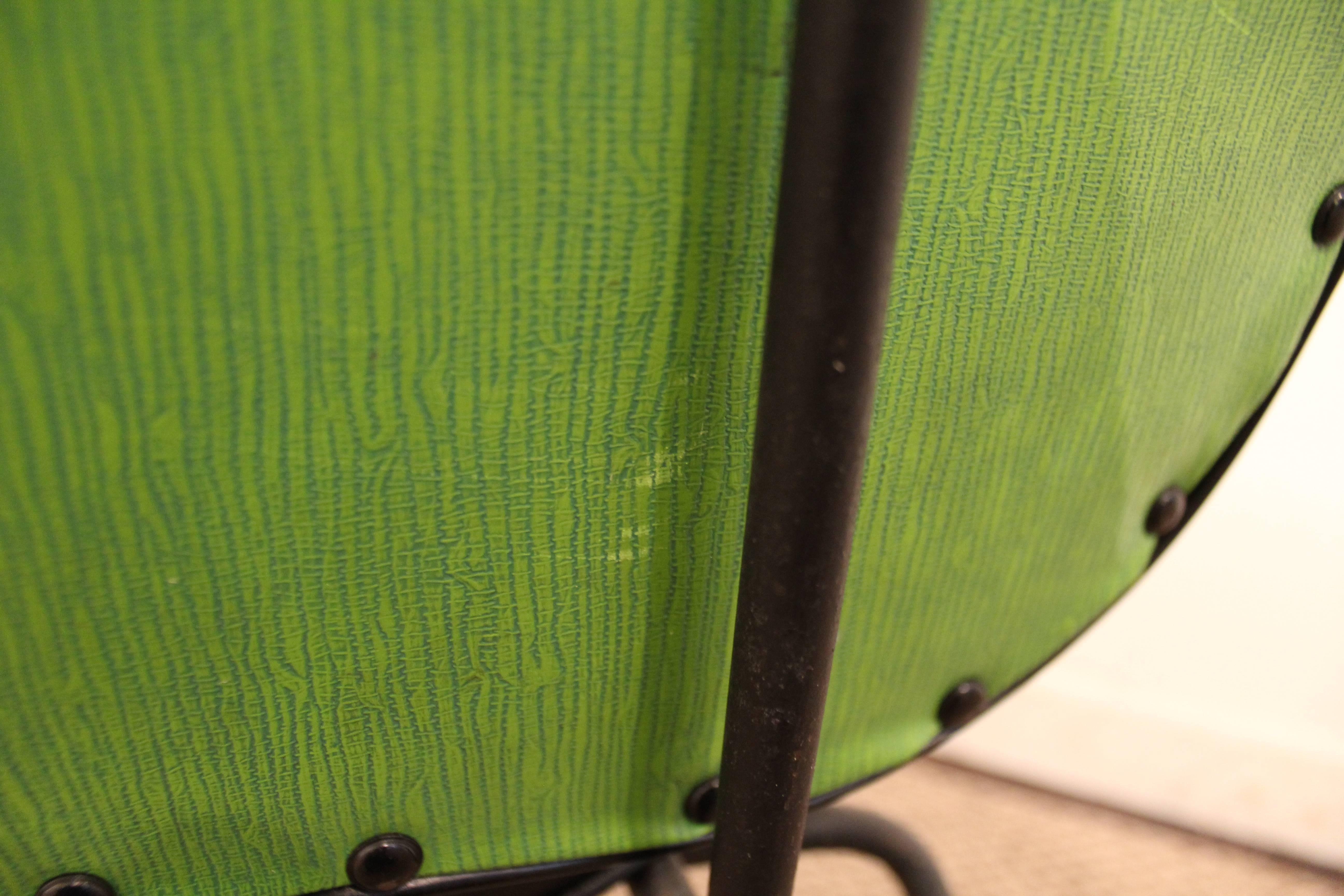 Metal Mid-Century Modern Paul McCobb-Style Lime Green Wire Side Chair For Sale