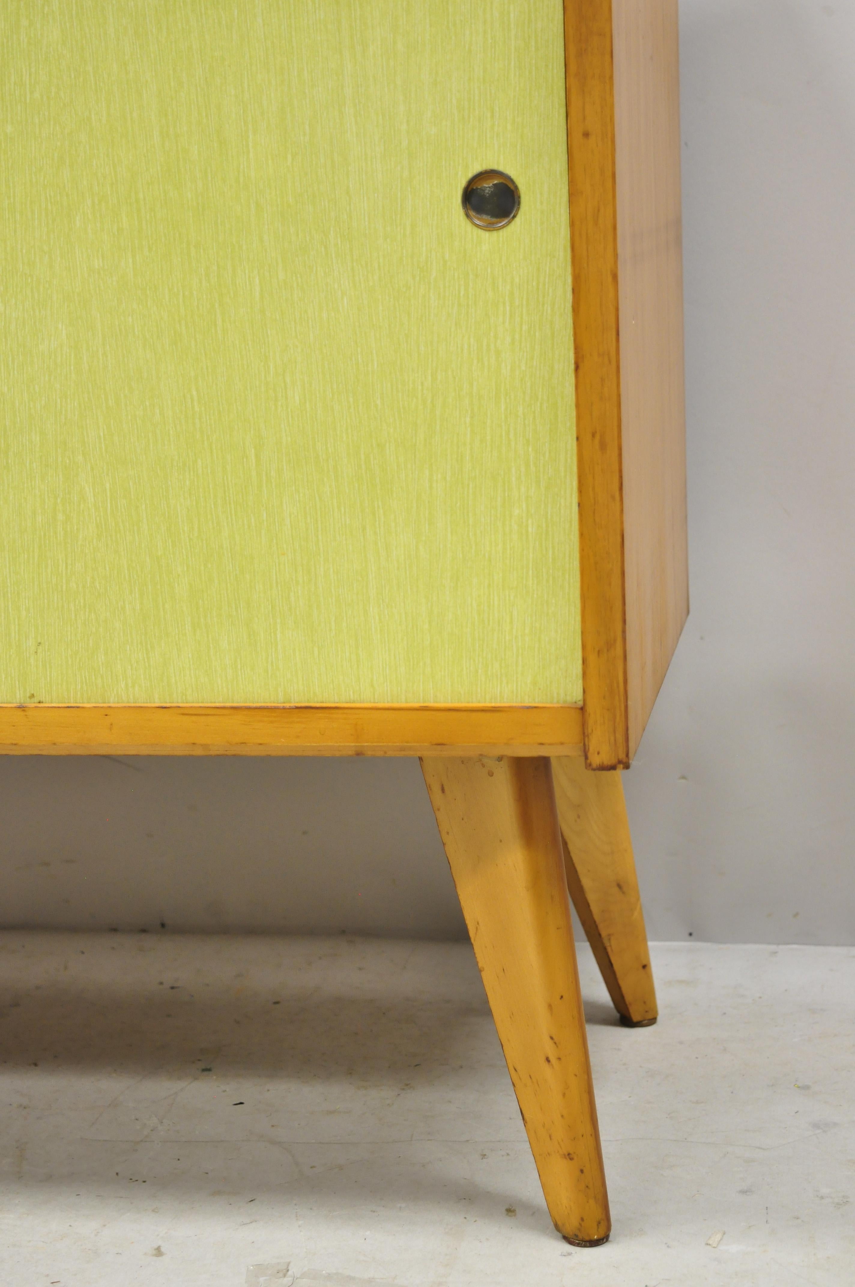 Mid-Century Modern Paul McCobb Style Sliding Door Yellow Credenza Cabinet Buffet 2