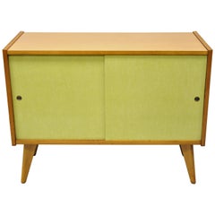 Mid-Century Modern Paul McCobb Style Sliding Door Yellow Credenza Cabinet Buffet