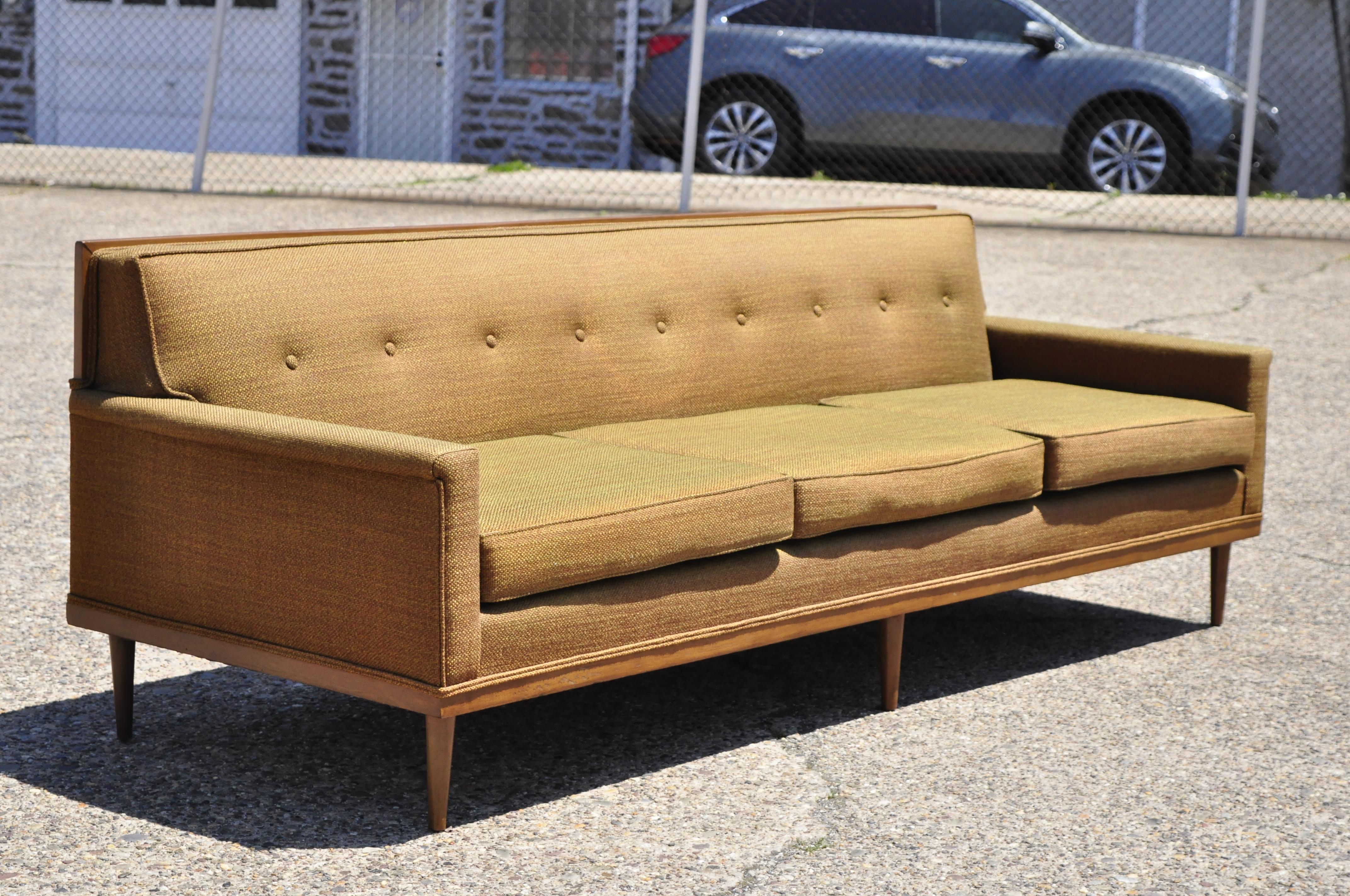 Mid-Century Modern Paul McCobb Style Wood Frame Sofa Couch by J.B. Van Sciver 3