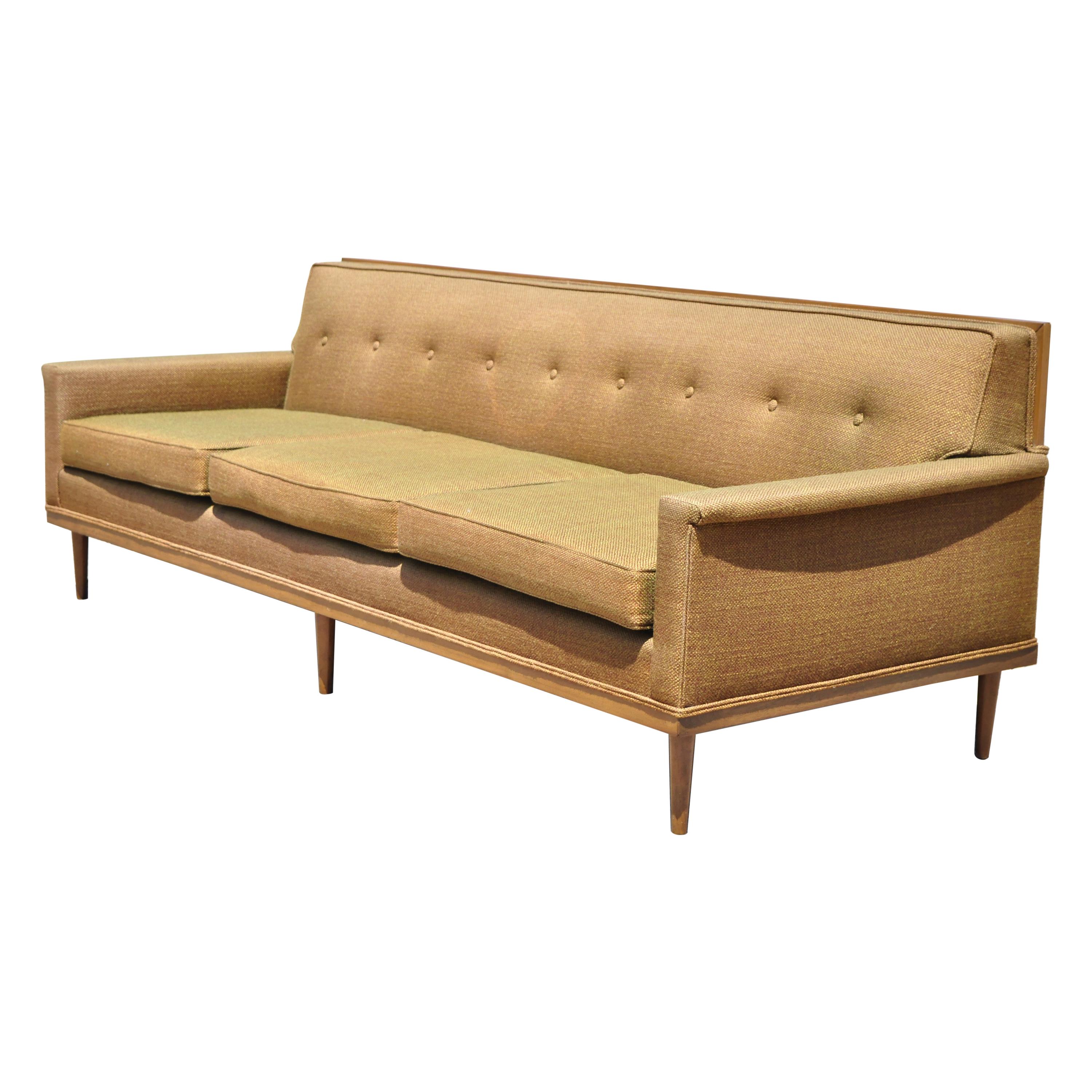 Mid-Century Modern Paul McCobb Style Wood Frame Sofa Couch by J.B. Van Sciver