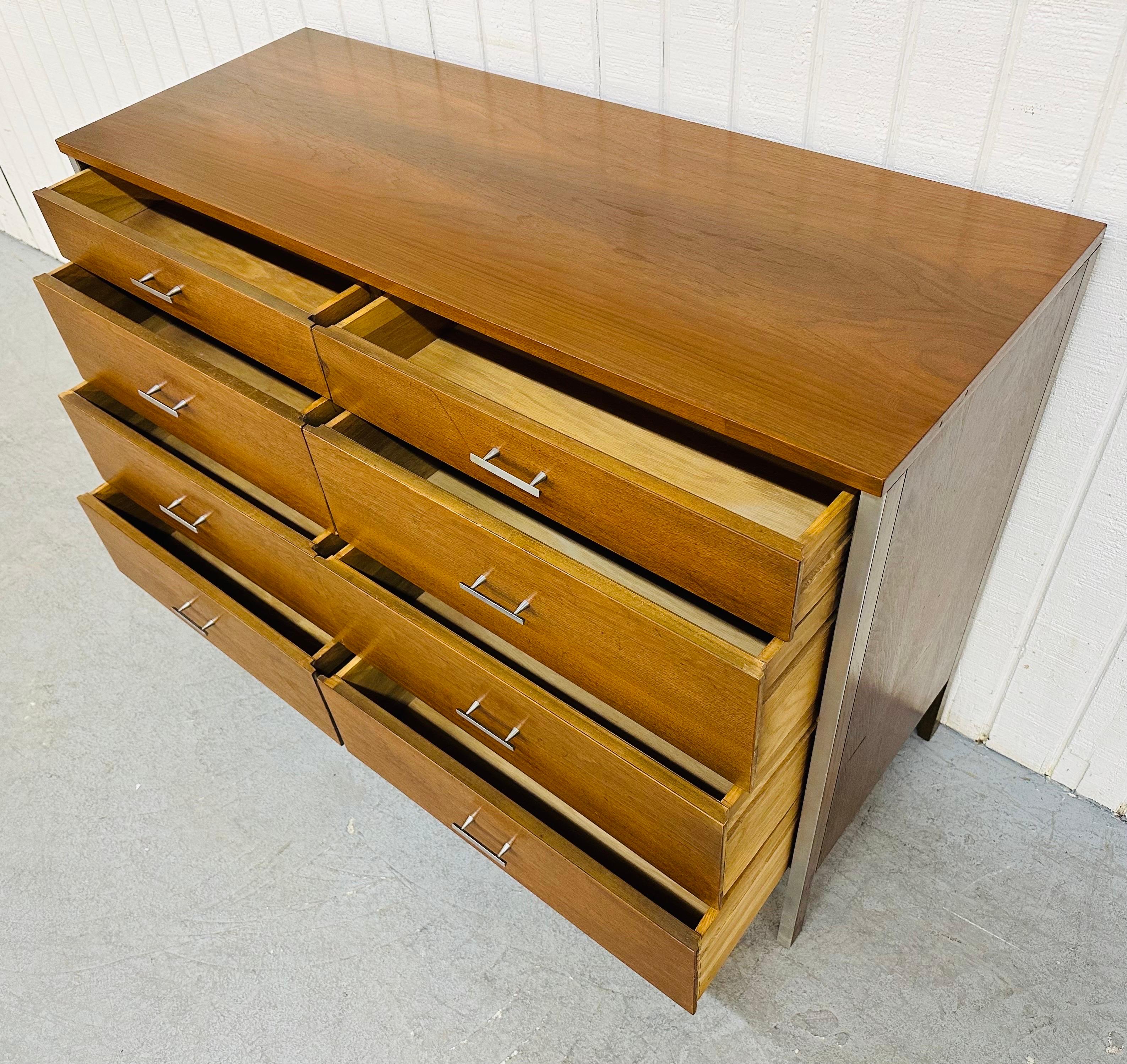 Chrome Mid-Century Modern Paul McCobb Walnut 8-Drawer Dresser For Sale